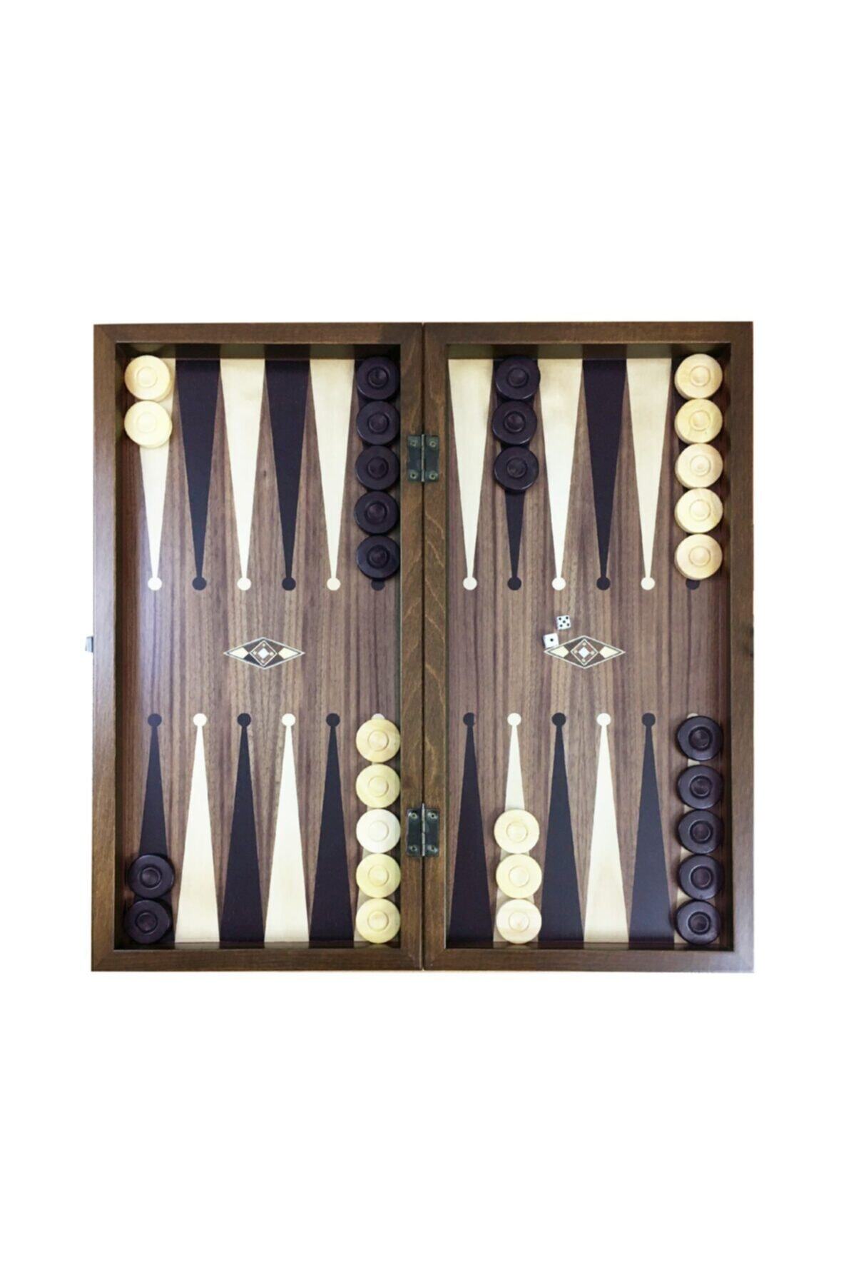 Helena Wood Art Eko El Yapımı Ahşap Tavla Ceviz Damasız