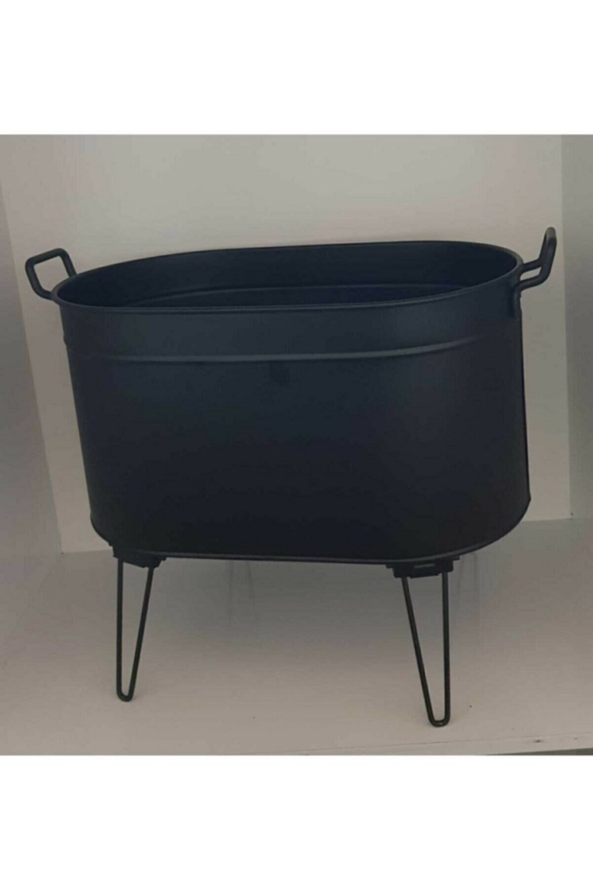 KOCHER Dekoratif Siyah Metal Odun Kovası 55 Cm Katlanır Tel Ayaklı
