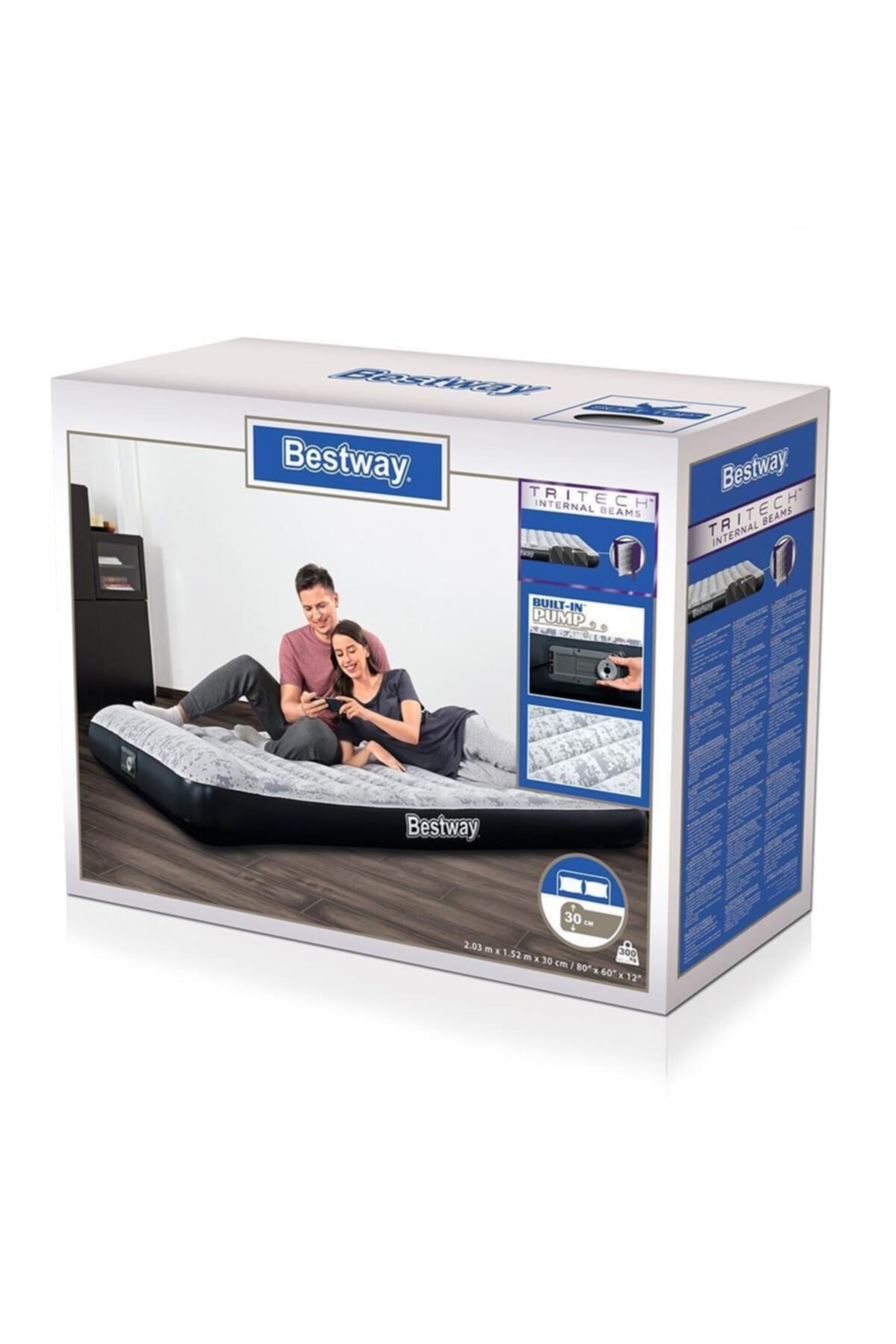 BESTWAY Çift Kişilik Desenli Pompalı Şişme Yatak