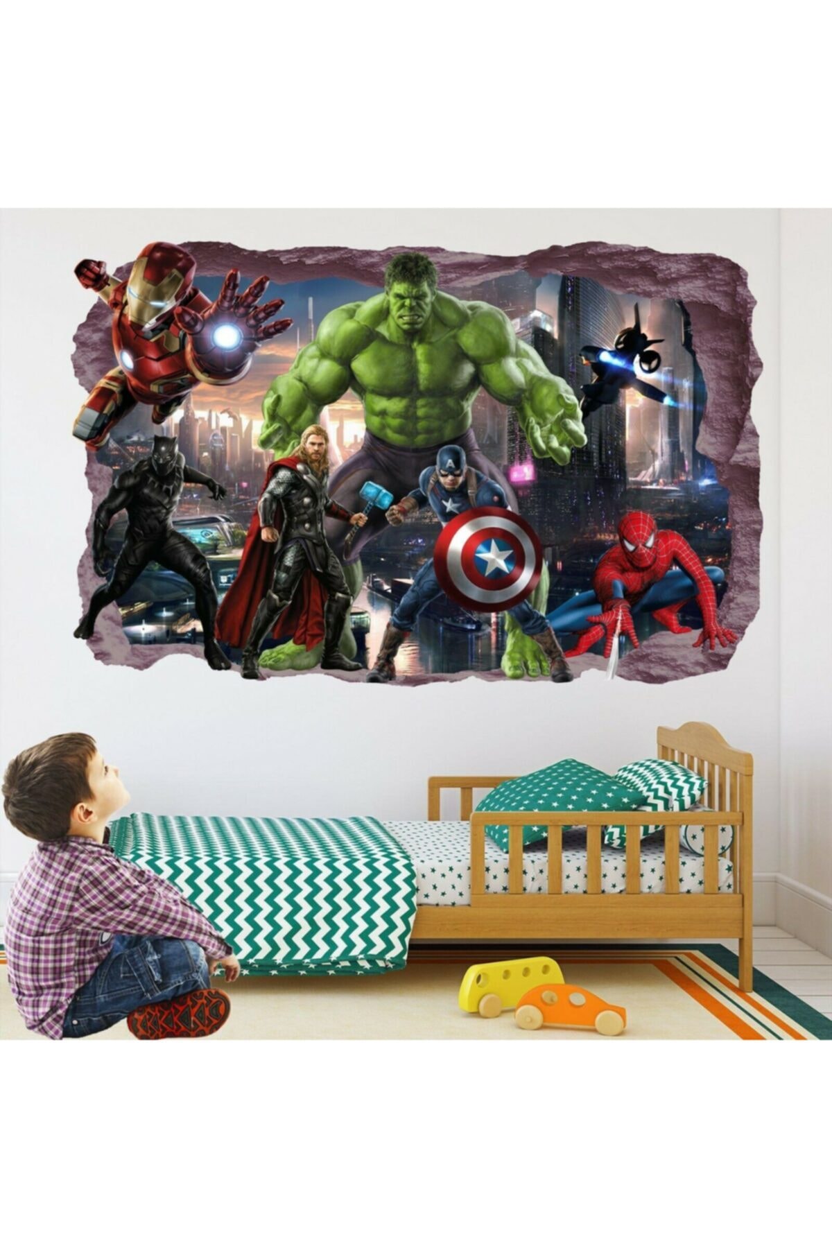 PANDA STİCKER Spiderman Iron Man Thor Avengers Yenilmezler Duvar Sticker