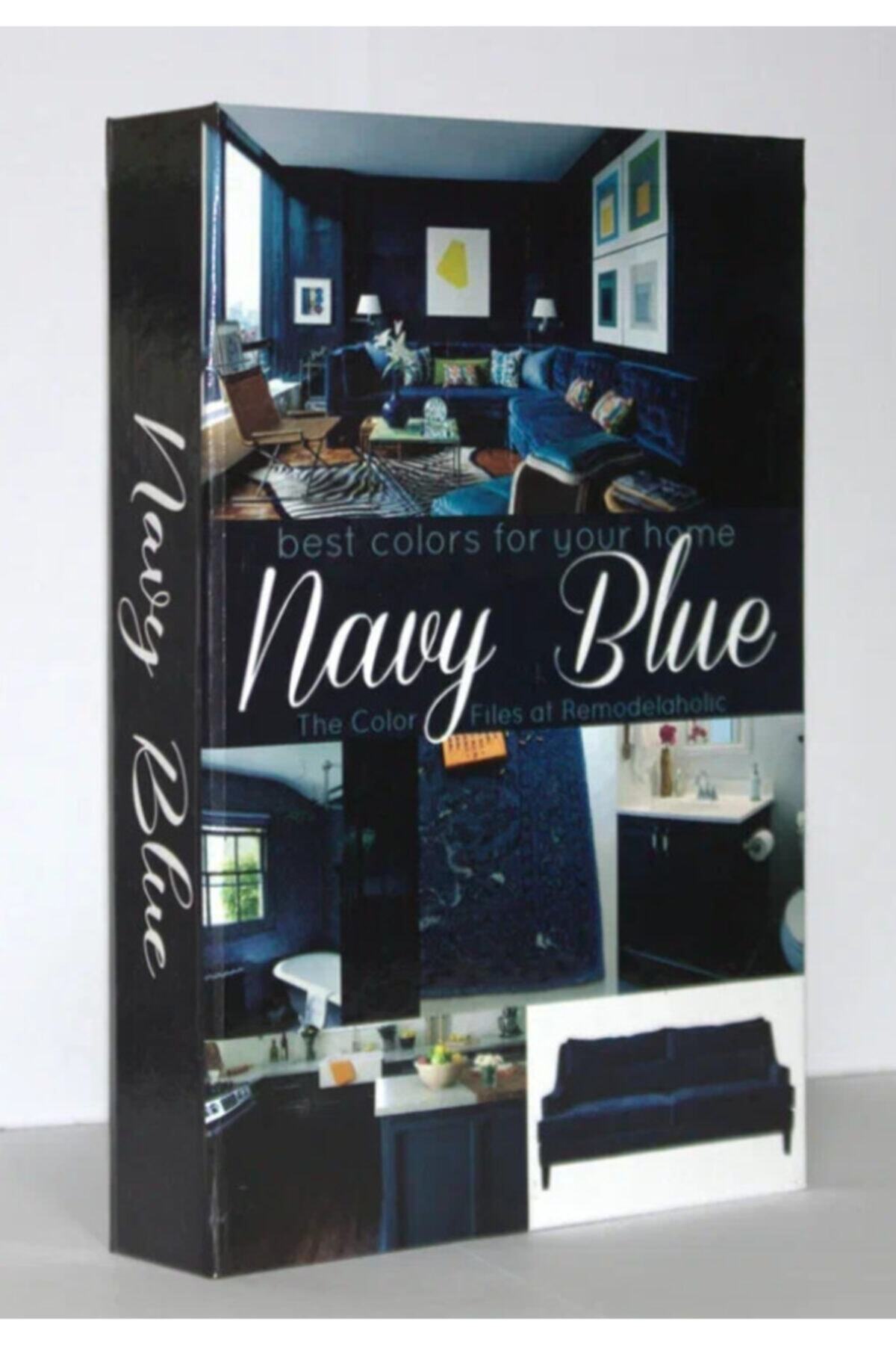 MagicHomeDecor Navy Blue Dekoratif Kitap Kutusu