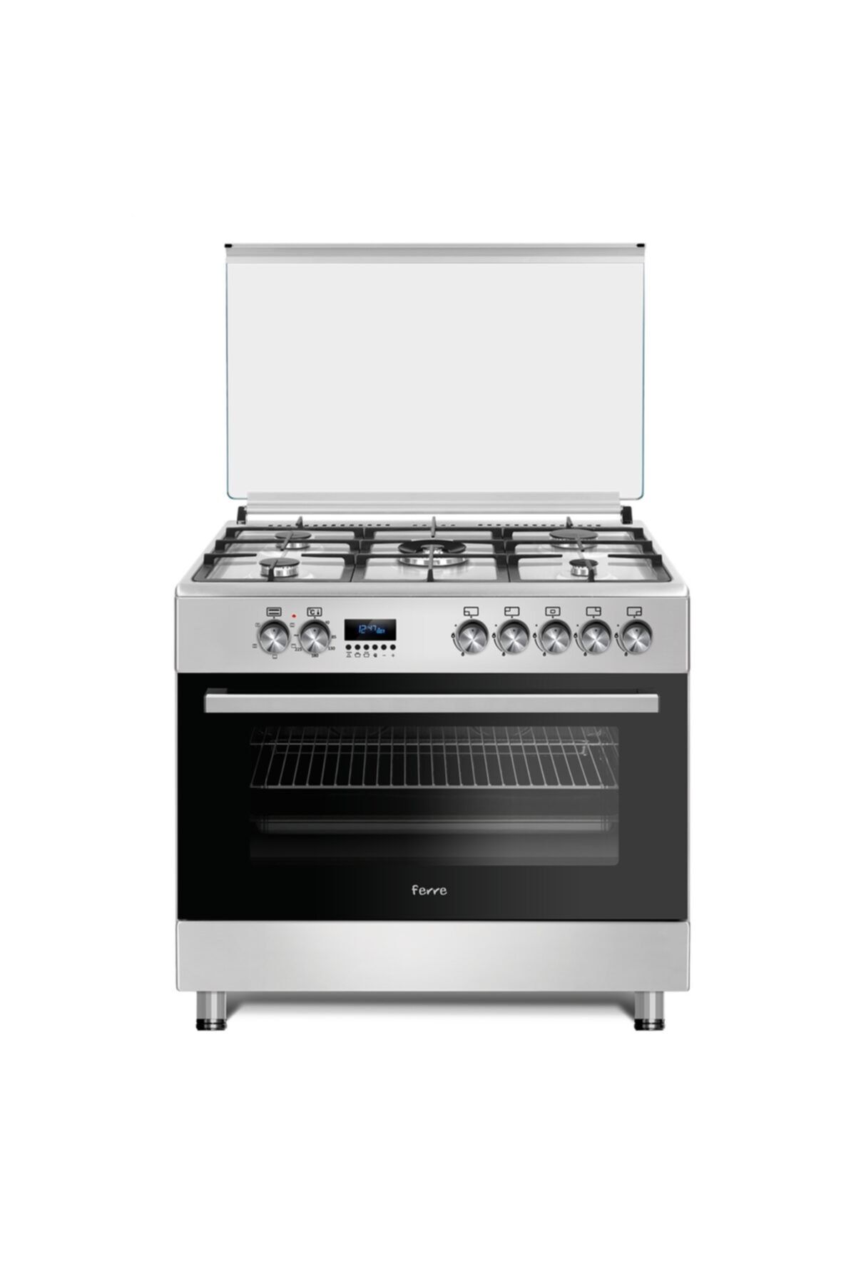 Ferre 9050 E Kuzineli Tamboy Inox Dijital Fırın 90 cm