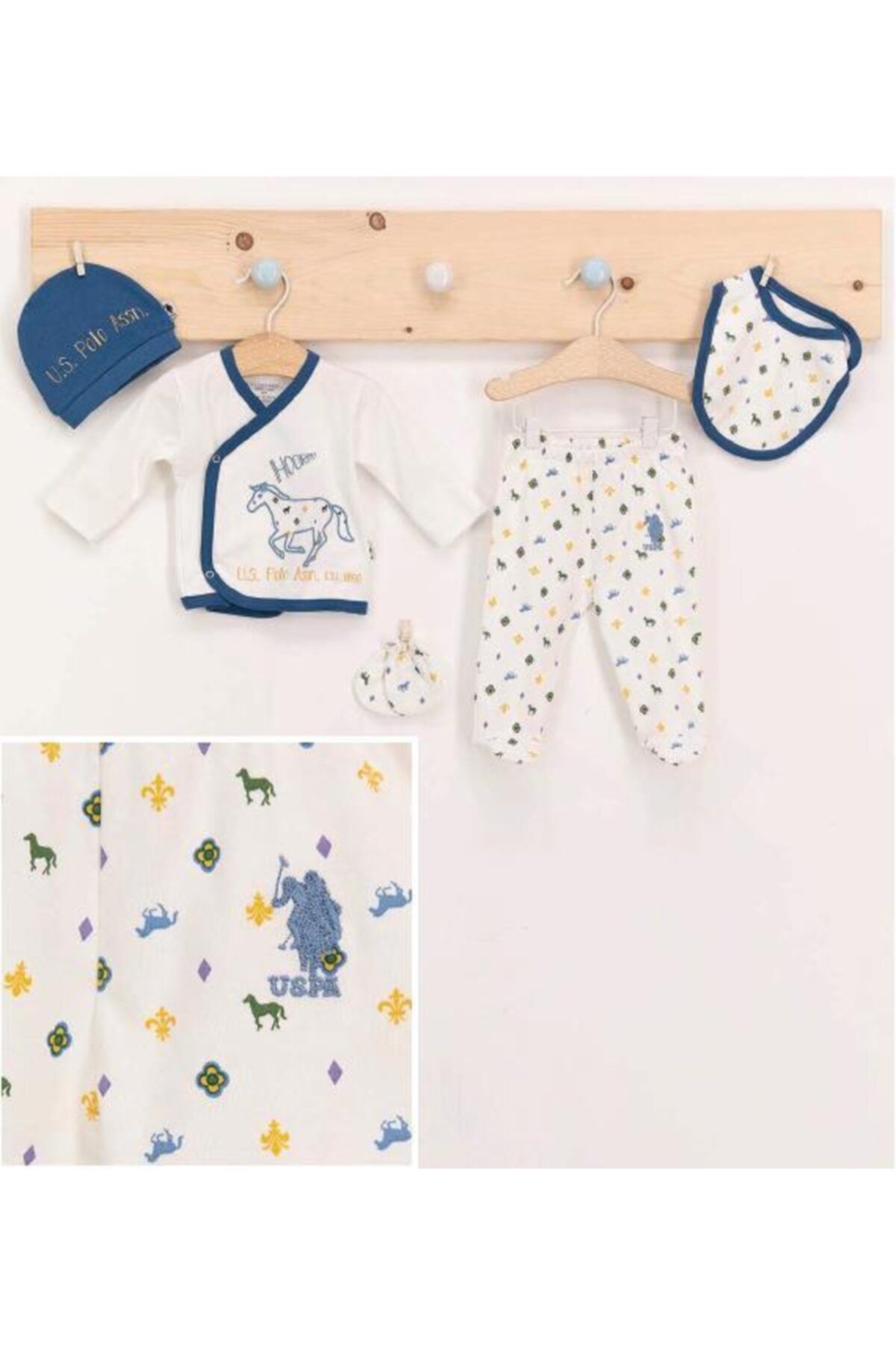 U.S. Polo Assn. U.s. Polo 5 Li Erkek Bebek Hastane Çıkış Zıbın Set