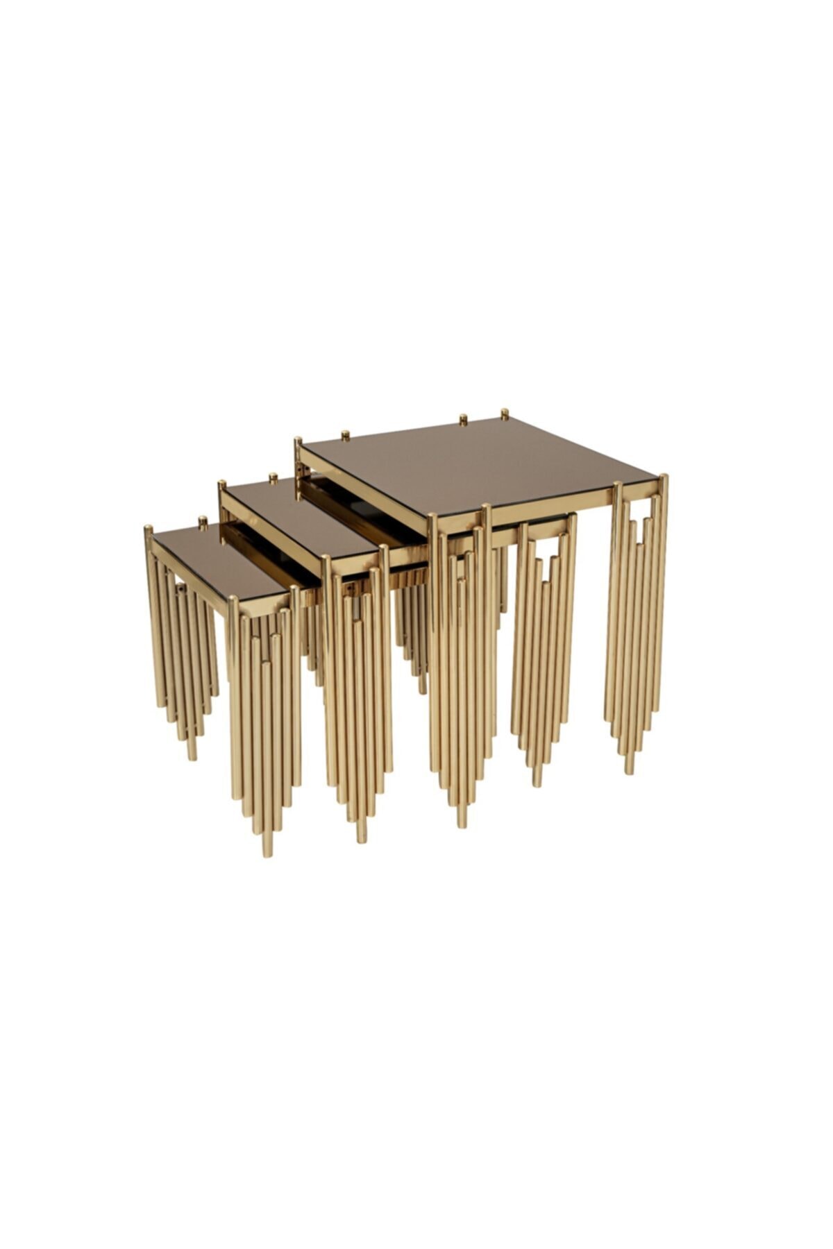 valeria concept Gold Sütun Ayak Kare 3lü Zigon