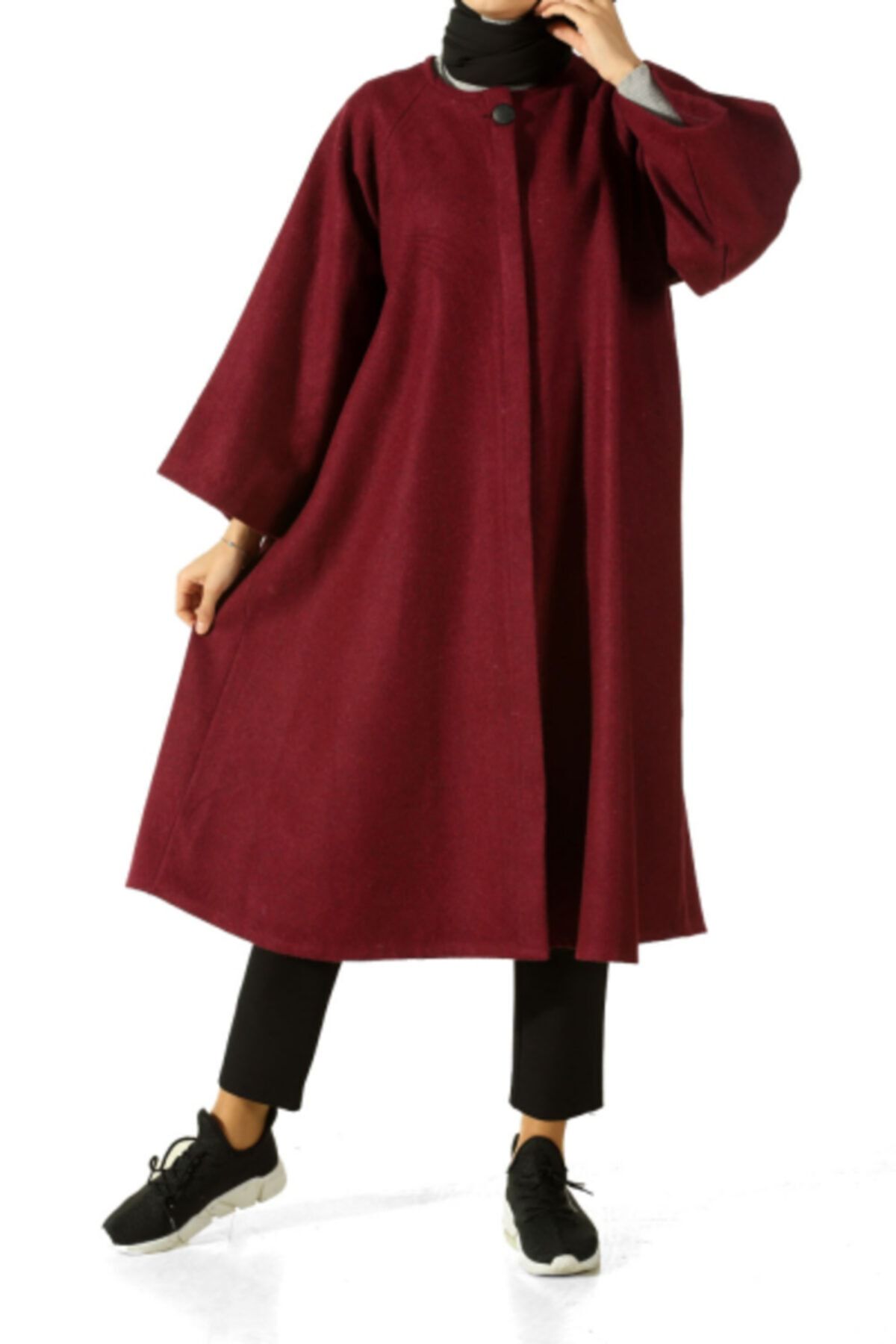 CNG MODA Bayan Polar Yumoş Pelerin Panço Bordo