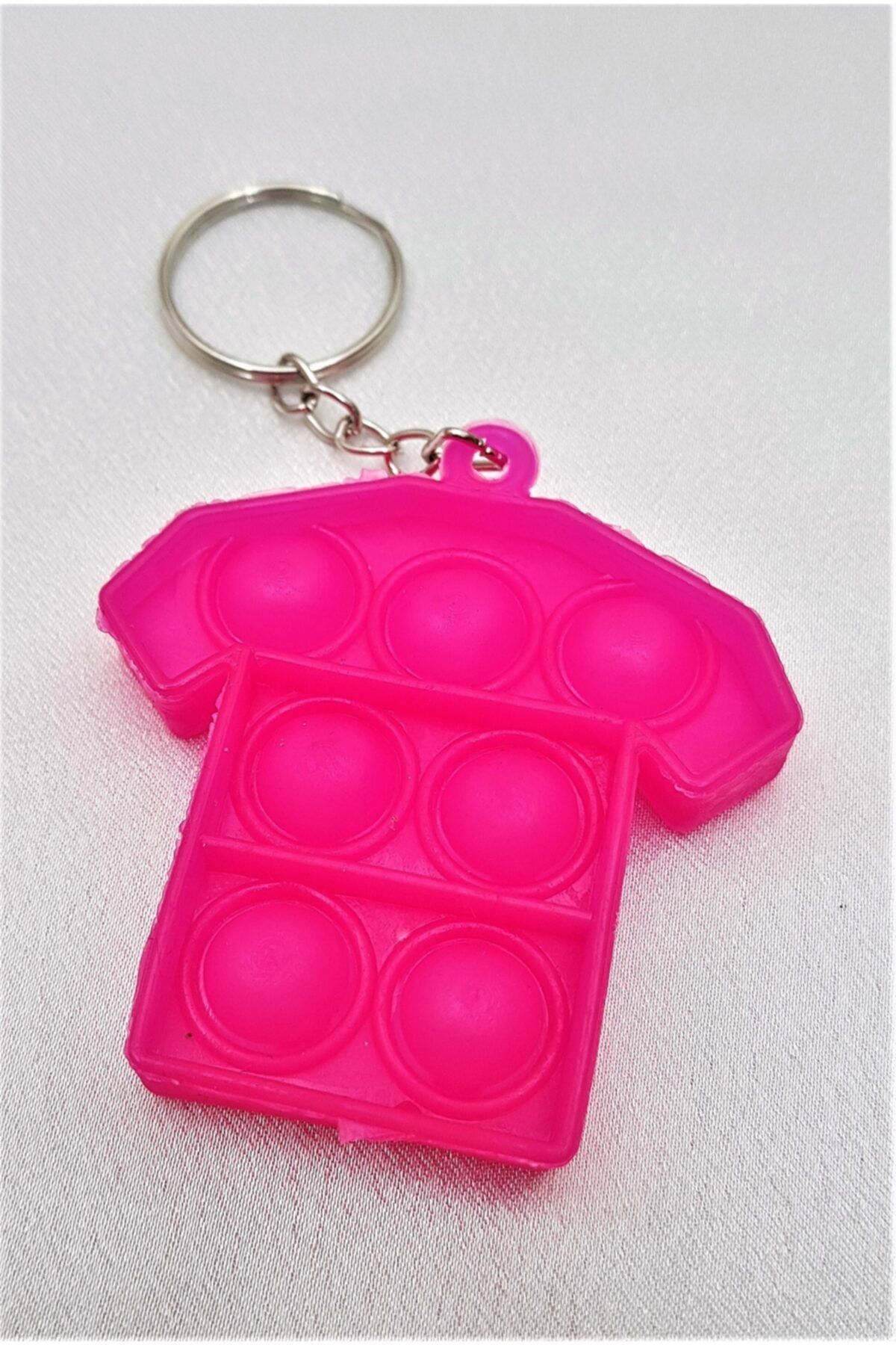 TÜKKAN ACCESSORİES Pop It Bubble Fidget Pop It Duyusal Stres Oyunu T-shirt Pembe Anahtarlık