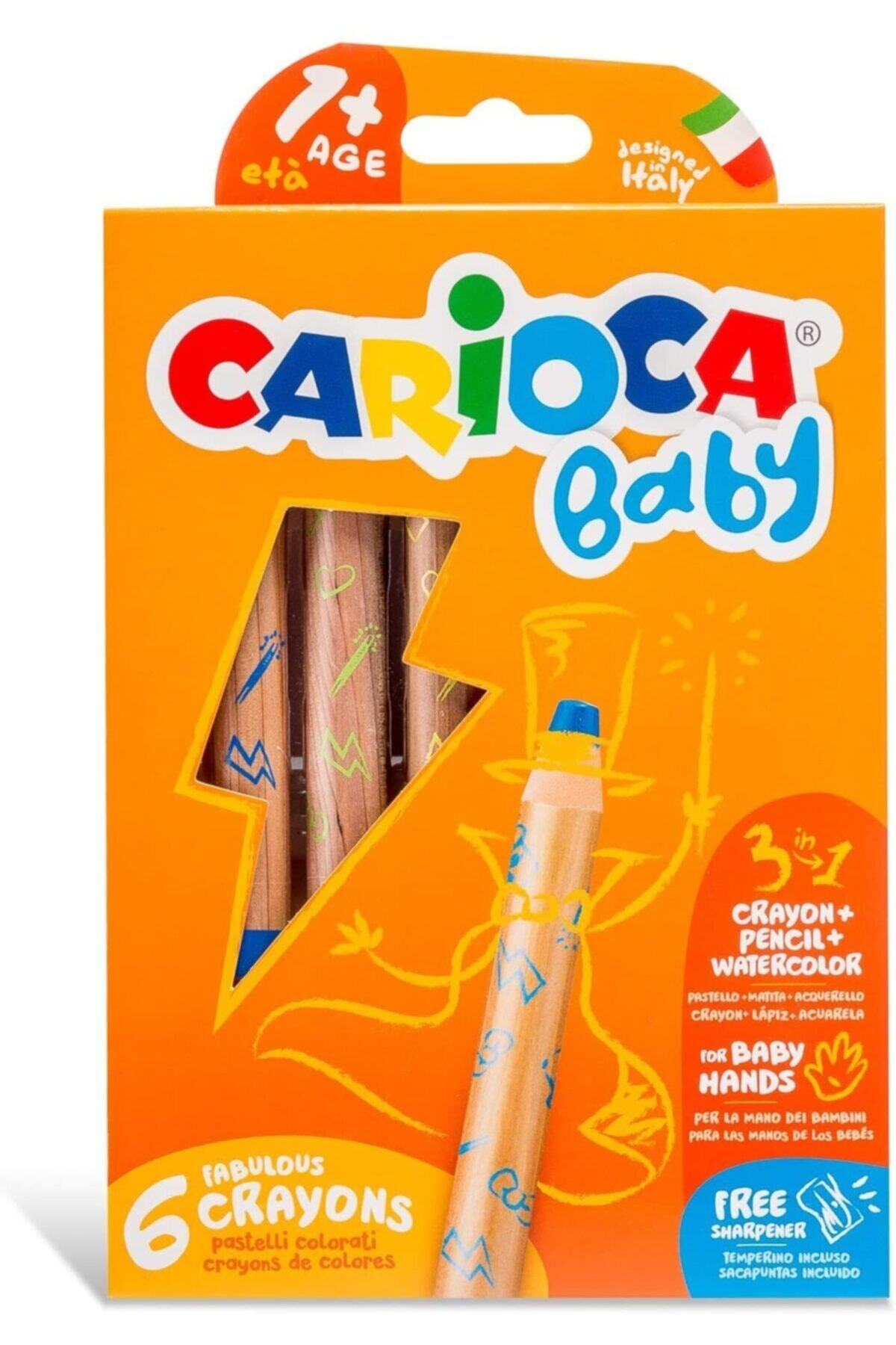 CARIOCA 3 In 1 Jumbo Bebek Ahşap Gövdeli Boya Kalemi 6'lı