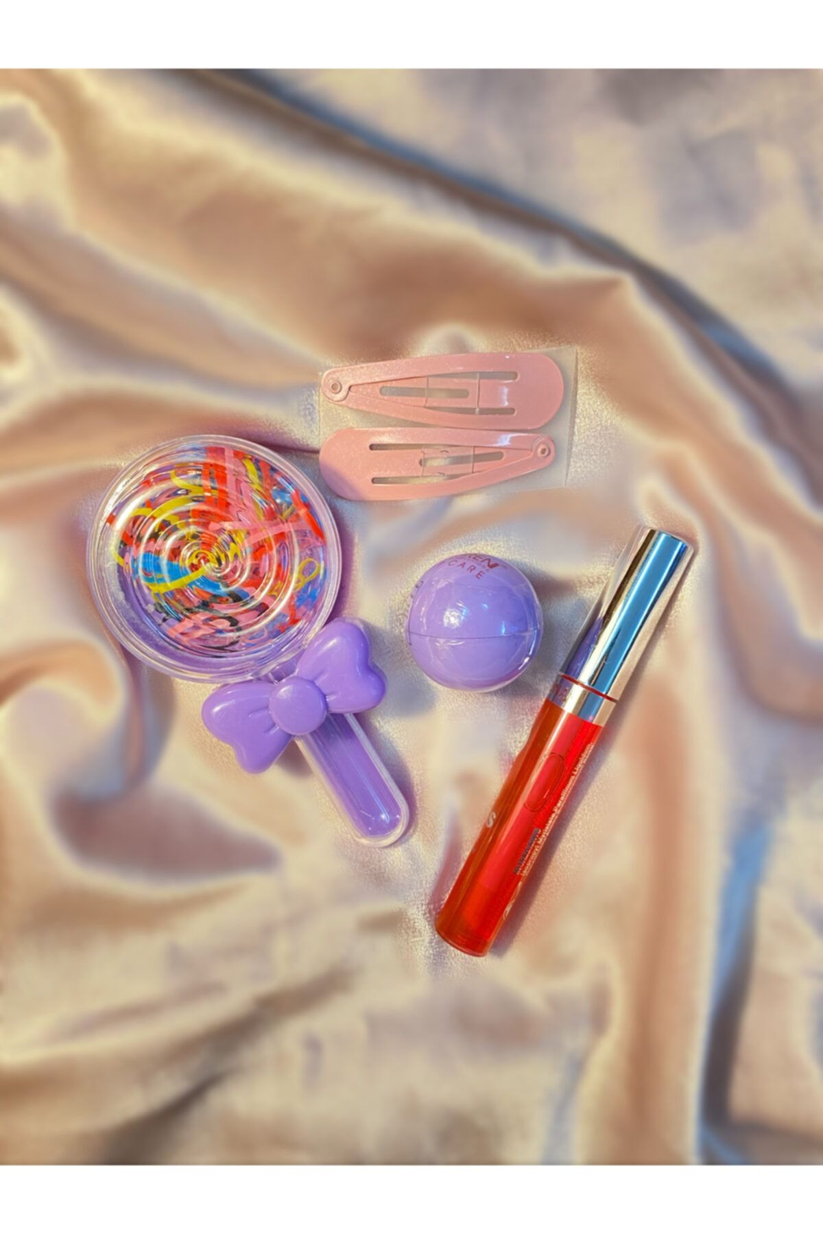 buenas store Lip Gloss & Lip Balm Lolipop Toka Set- Dudak Parlatıcı Dudak Nemlendirici Set Bakım Set
