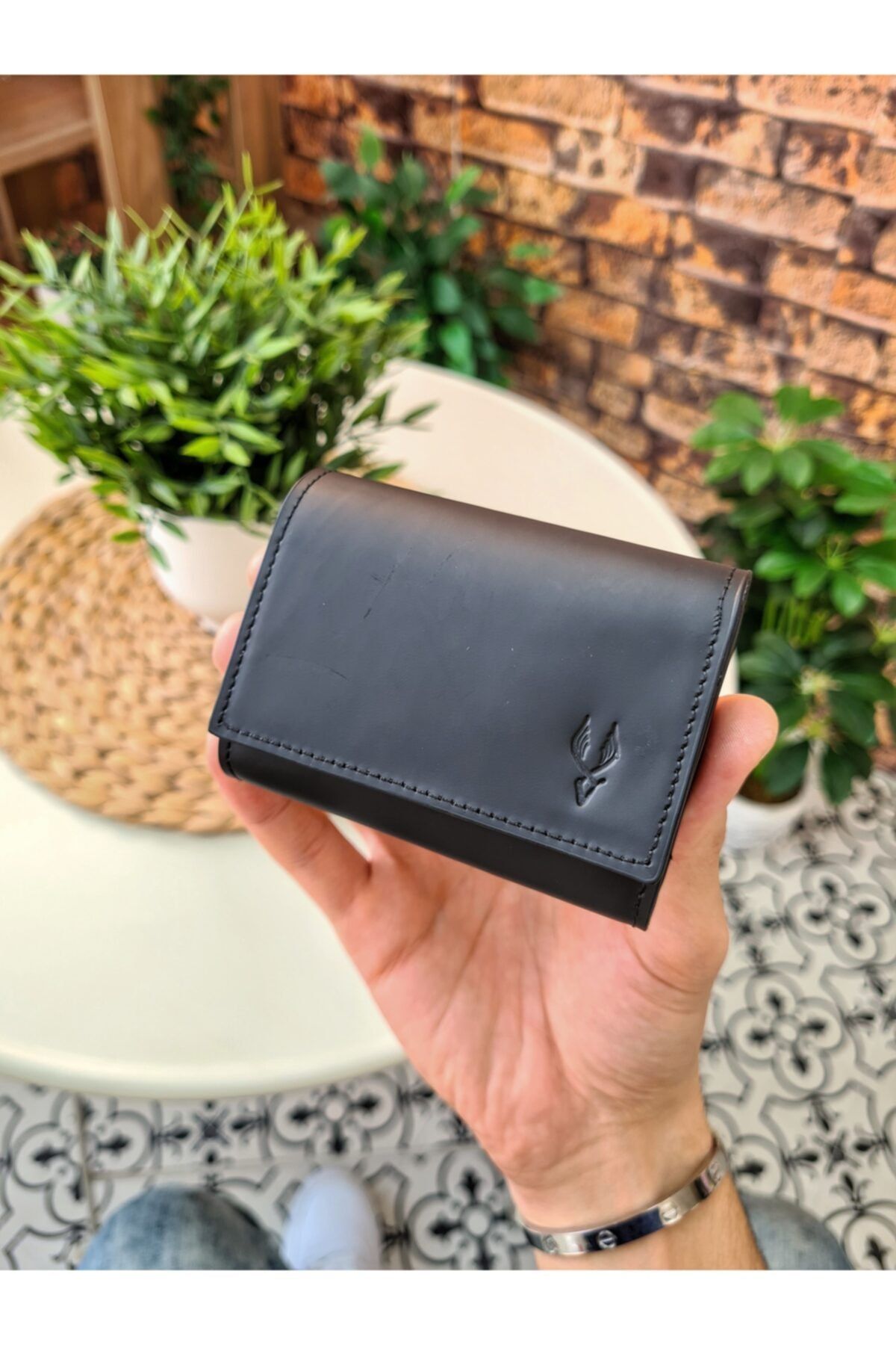 Visso leather Siyah 660 Captain Black Italyan Hakiki Deri Akordeon Deri Kredi Kartlık Bay Bayan Deri Cüzdan Çanta