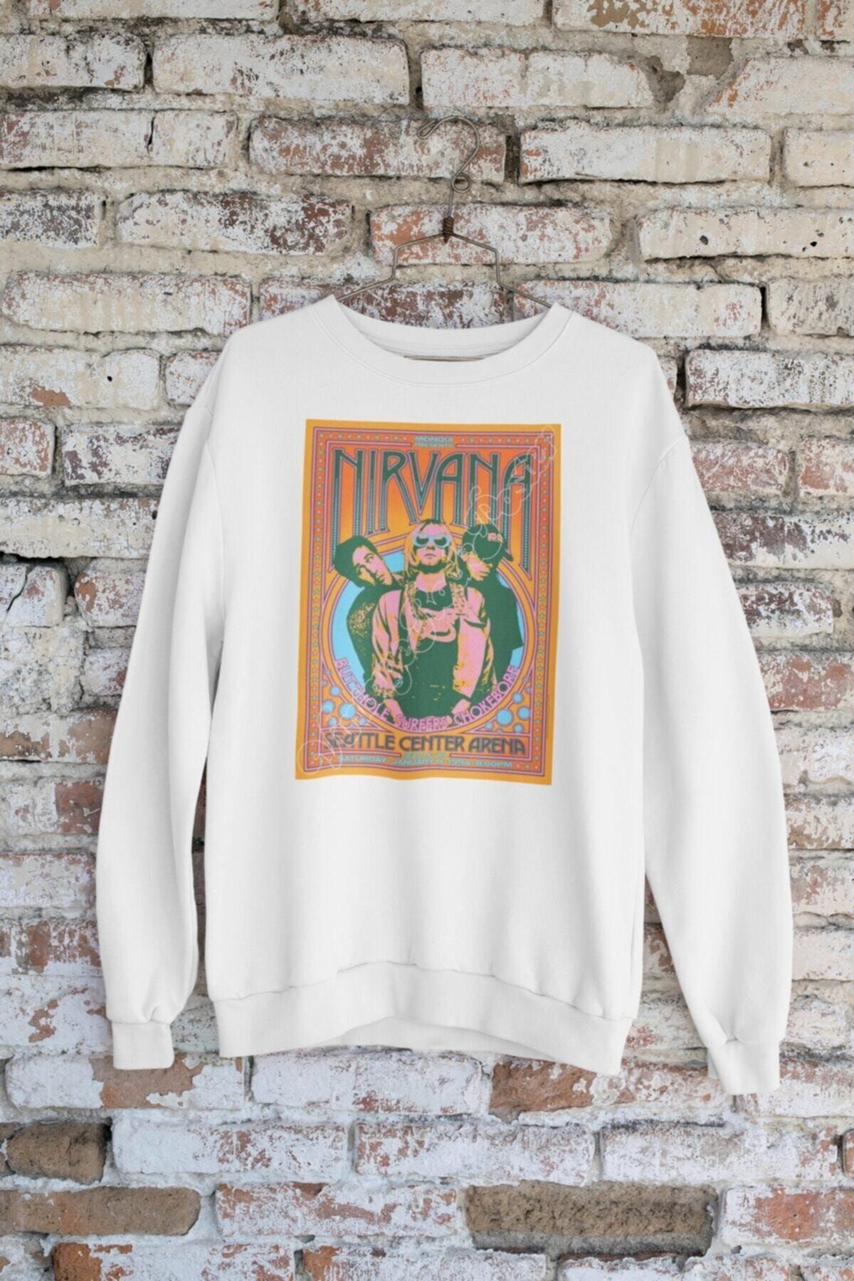 playbackmoda MODA TASARIM ROCK POSTER NİRVANA DESEN BASKILI SWEATSHİRT