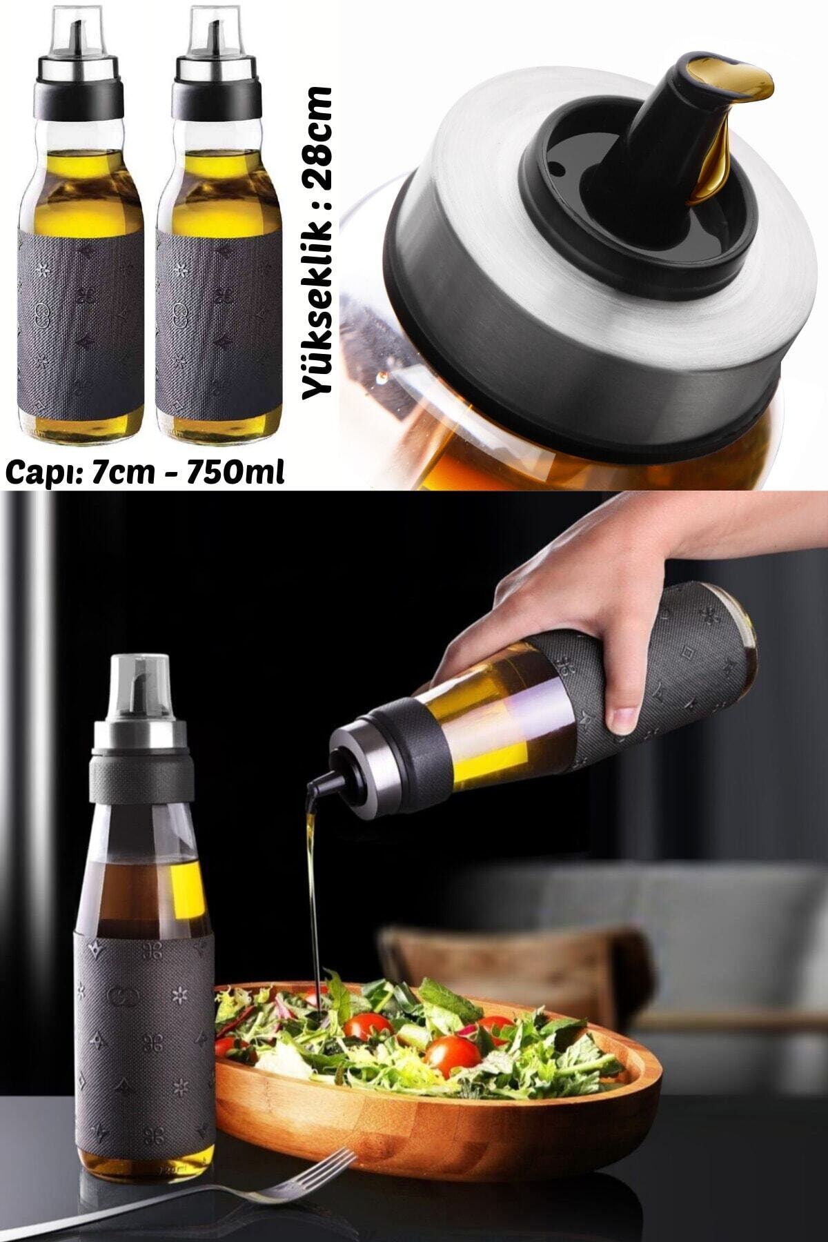 Cambu Ikili Damlatmaz Deri Kılıflı Cam Yağlık 750ml
