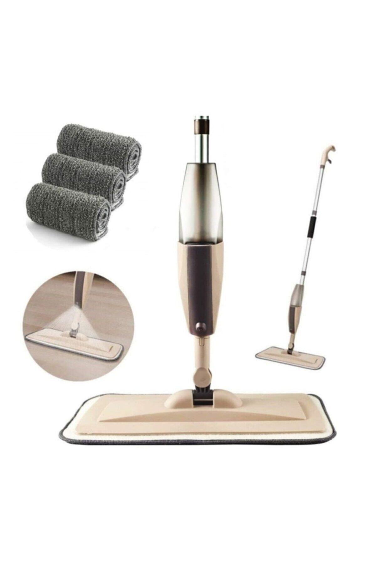 Spin Mop Sprey Deterjan Hazneli Mop Spreyli Temizlik Paspası 3 Yedek Bezli