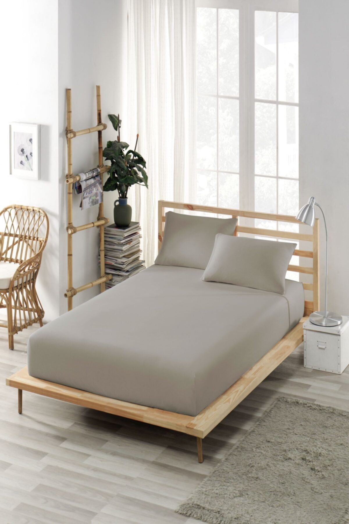ELY PARKER (Pamuklu Penye) Tek Kişilik Lastikli Çarşaf Takımı 120x200 Gri (Yastık Kılıflı)