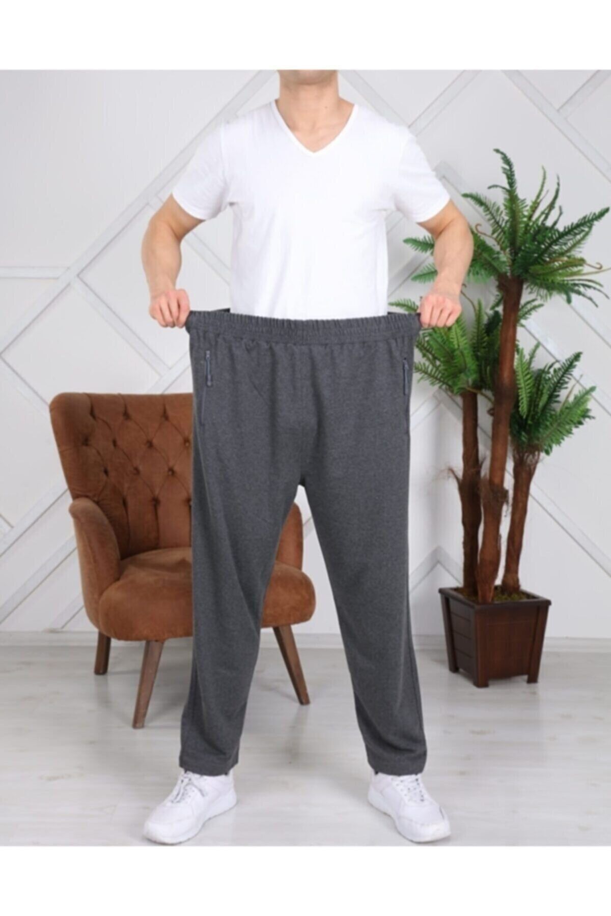 LİNACELL Erkek Büyük Beden Eşofman Altı Cepli Fermuarlı