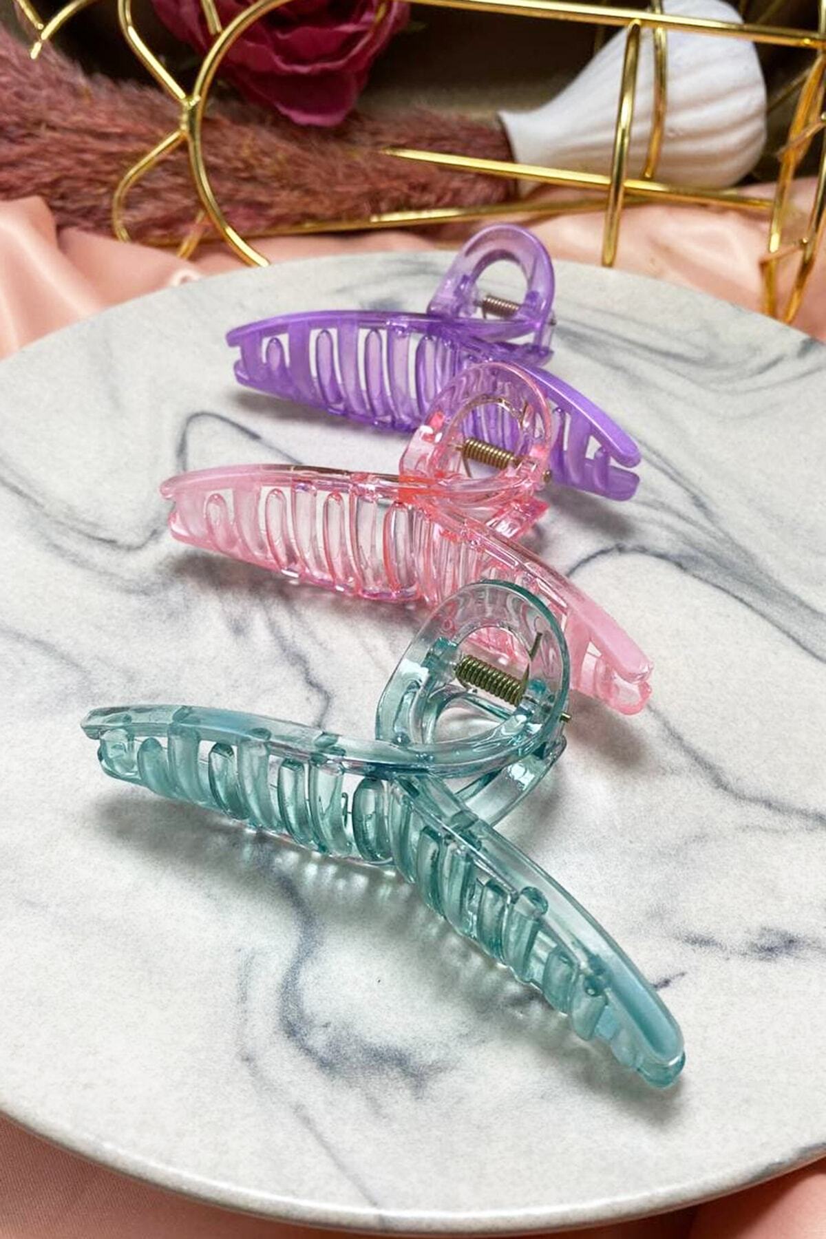 Barly Mor - Pembe - Yeşil Üçlü Mandal Toka Set