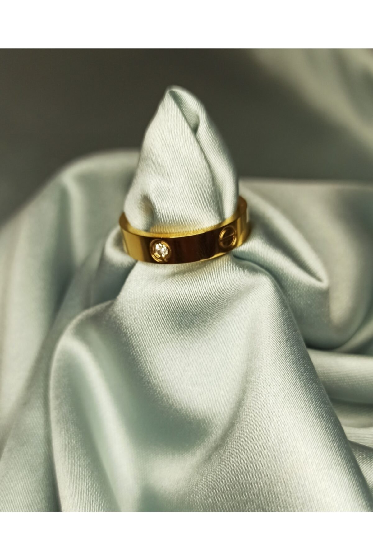 Serra crystal Kadın Gold Renk Cartier Model Çelik Yüzük
