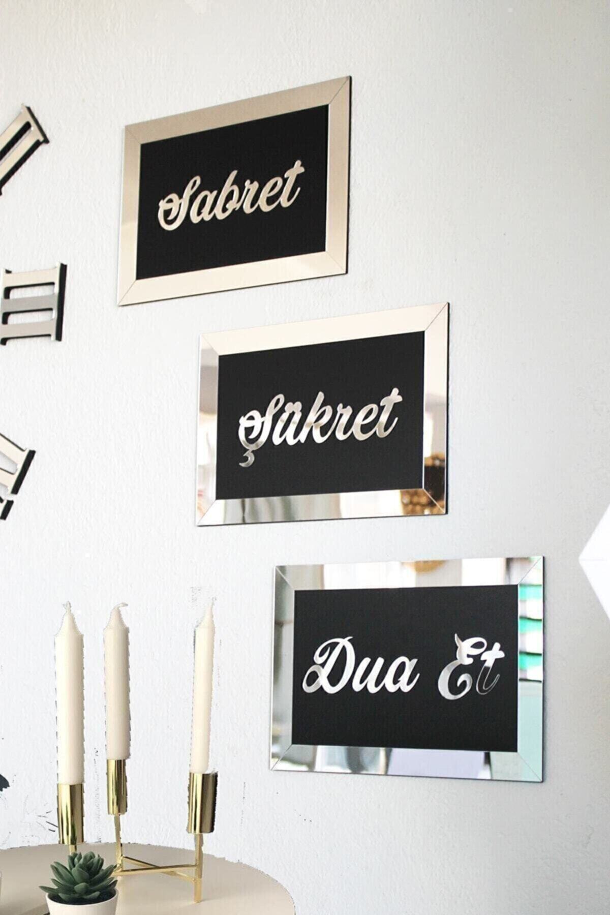 Cosack Online Mgt Ahşap 3d Sabret Şükret Dua Et 3'lü Set 26*16 Gümüş 15