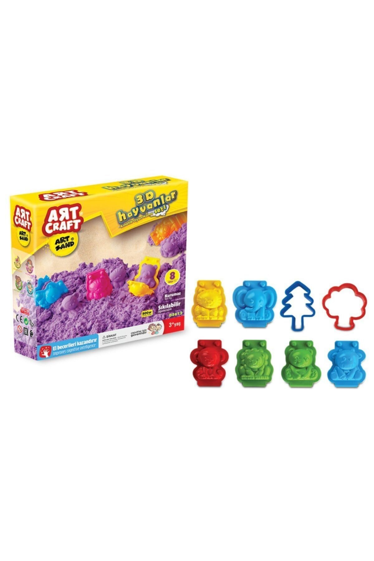 HİMARRY 03612 Dede, Artsand 3d Hayvanlar Kum Seti 500 Gr / +3 Yaş