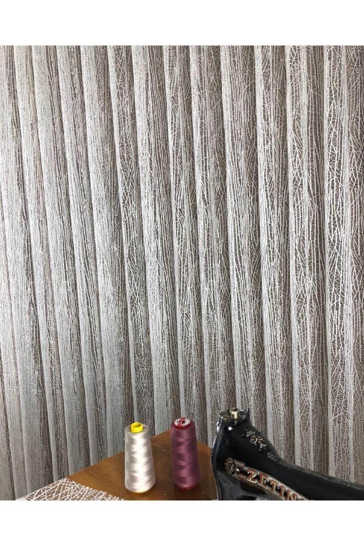 AT Altun Tekstil 2021 Sezonu Ütü Istemez Örme Jakar Ağaç Kabuğu Desenli Tül Perde 1/3 Sık Pile