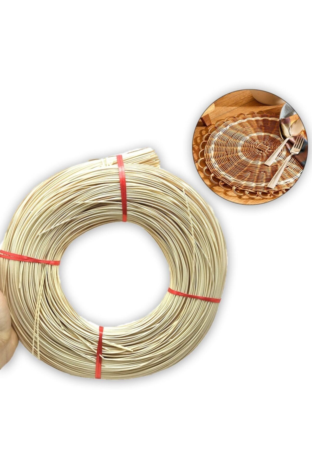 Hobizubi Rattan Doğal Bambu Çubuk 1 Kg - 3,5 Mm Örgü Rattan Ip
