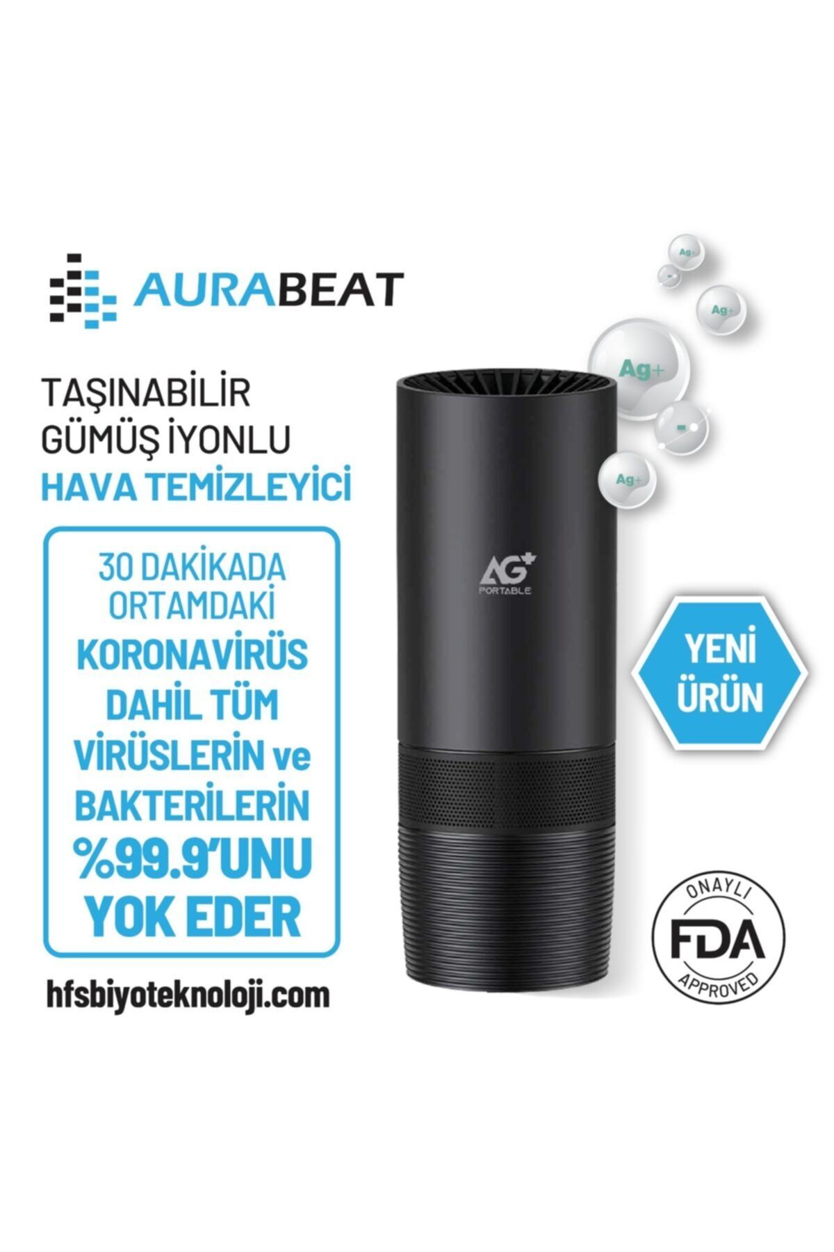 AURABEAT Ag+ Fda Onaylı, Tüm Bakteri Ve Virüslere Karşı %99,9 Etkili, Taşınabilir Hava Temizleme Cihazı