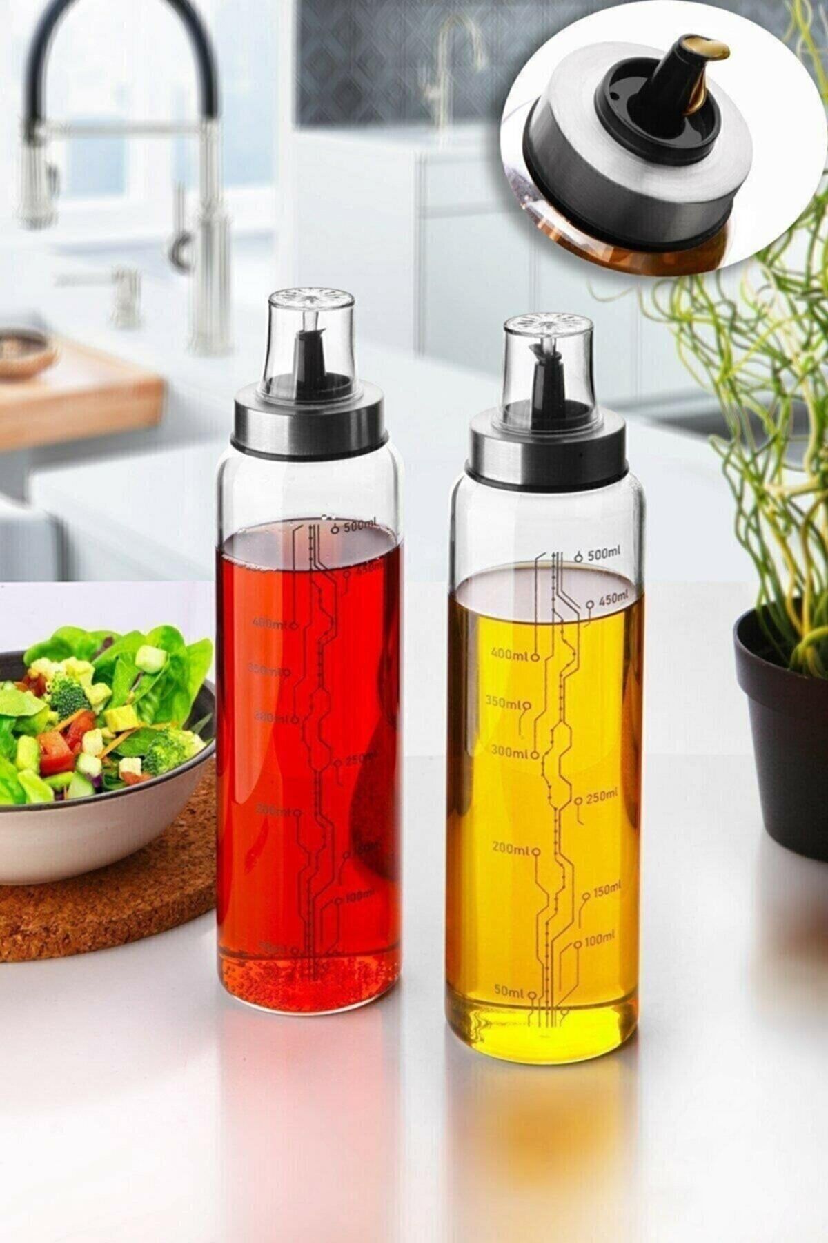 PRO Borosilikat Akıllı Cam Yağdanlık - Dekoratif Sızdırmaz Sirkelik Sosluk 500 Ml