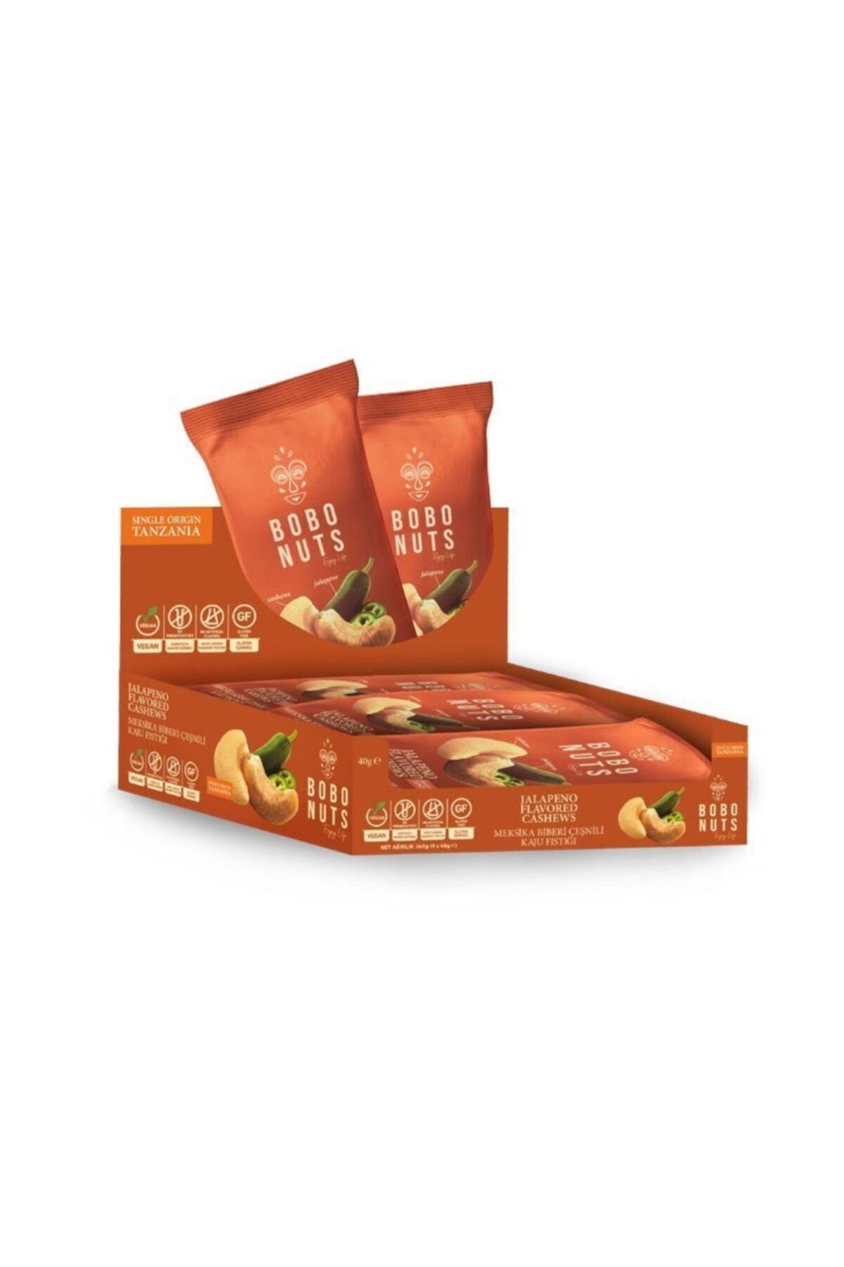 Bobonuts Bobo Nuts Meksika Biberi Çeşnili Kaju Fıstığı 40g X 9 Adet