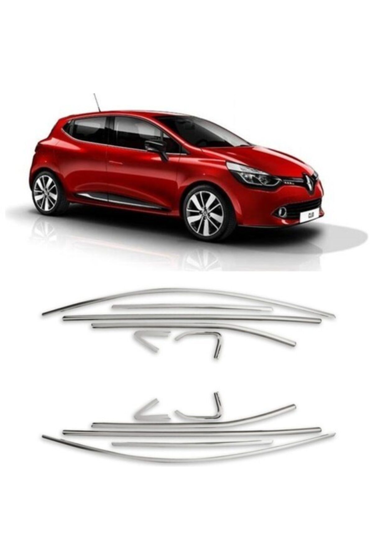 CMG TUNİNG Renault Clio 4 12 Parça Paslanmaz Krom Cam Çerçeve Çıta Seti Tamtur