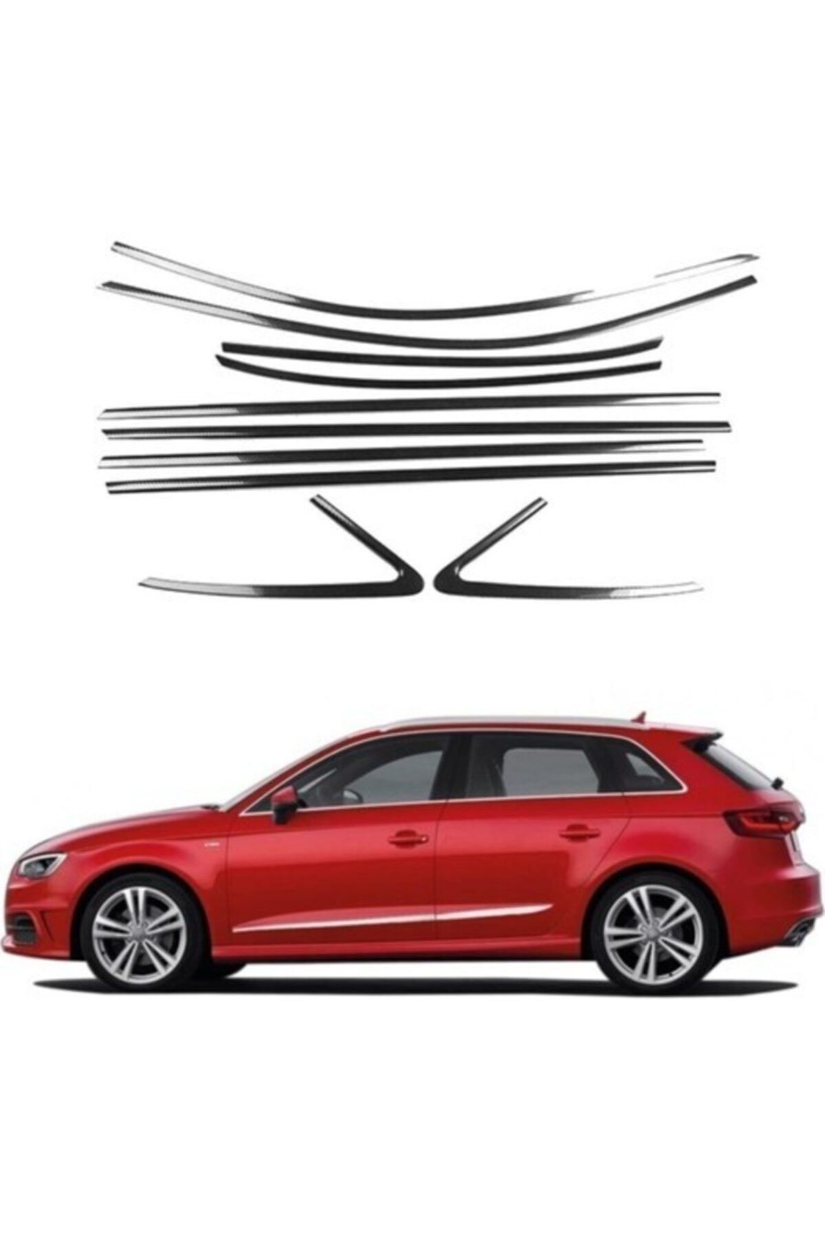 CMG TUNİNG Audi A3 Hb Sportif Tam Tur Metal Krom Cam Çıta Seti