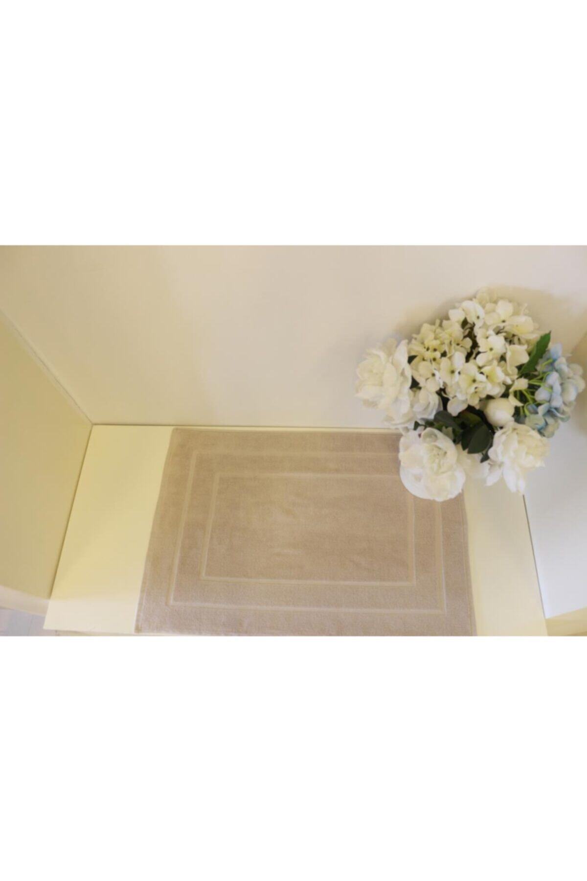 Ender Home 50x70 Çerçeve Desen Banyo Paspası Ev Otel Havlu Ayak Paspası-bej