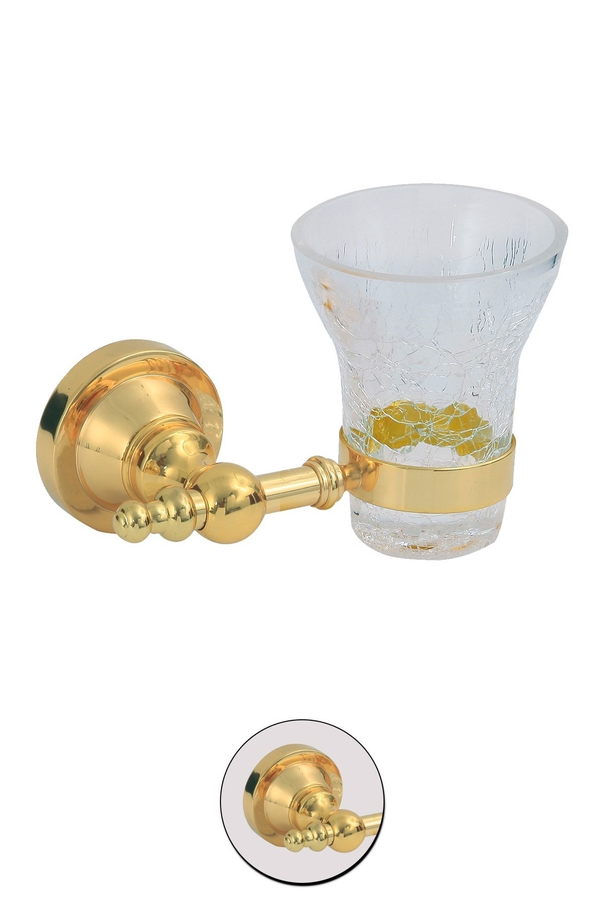 Milenay Ottoman Gold Montajlı C Cam Diş Fırçalık, Pirinç, Pvd Kaplama