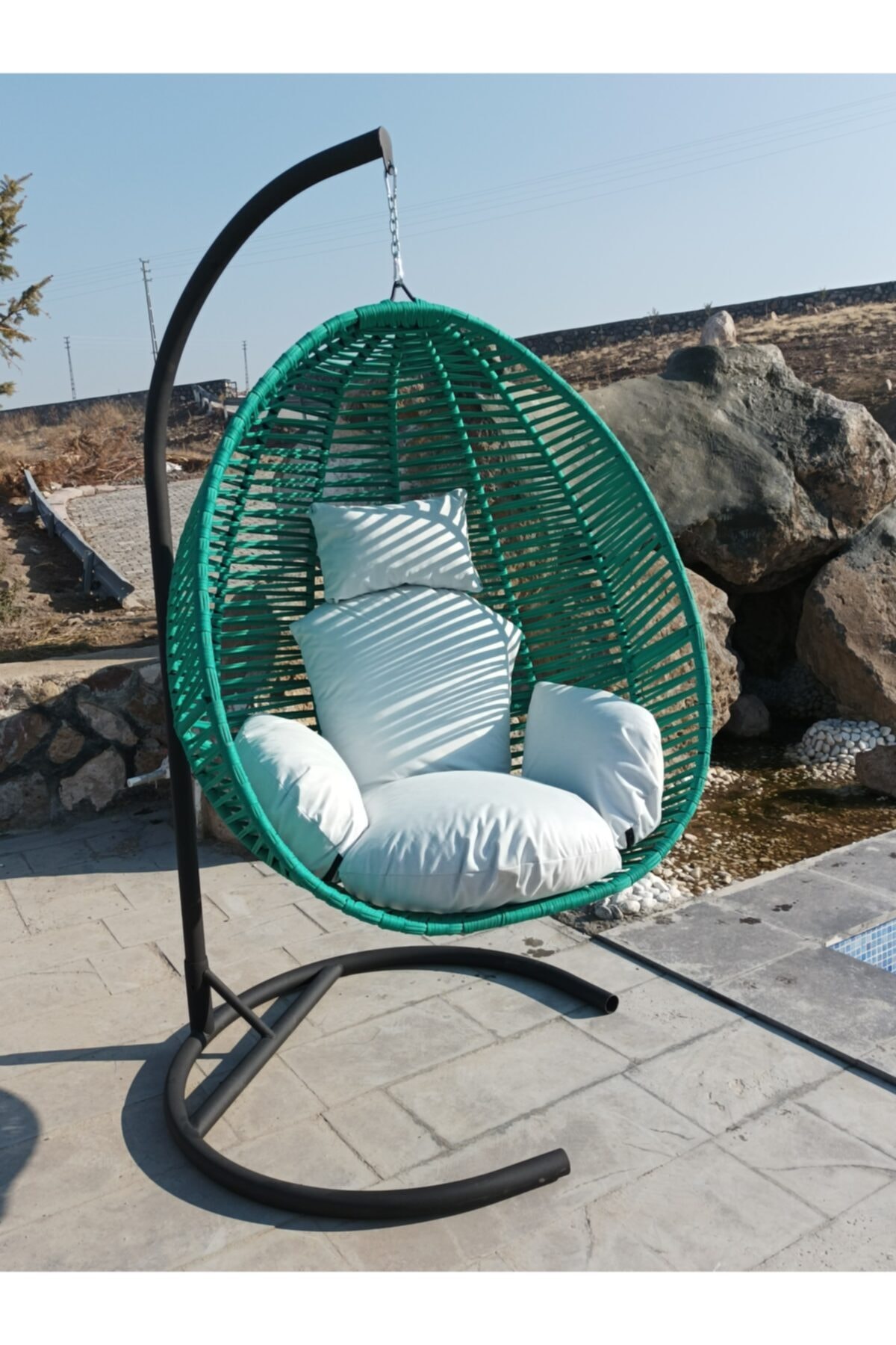 sultans'home Yeşil Bahçe Balkon Tek Kişilik Makrome Ip Örgü Fındık Armut Salıncak Hamak