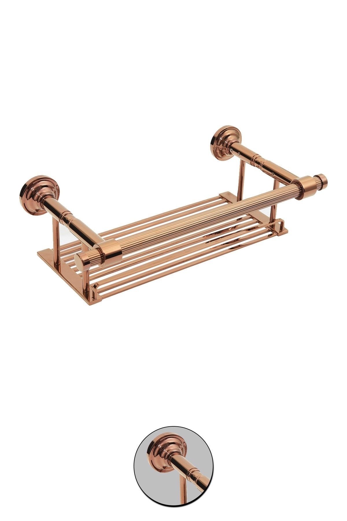 Milenay Line Rose Metal Etajer, 40cm, Pirinç, Pvd Kaplama
