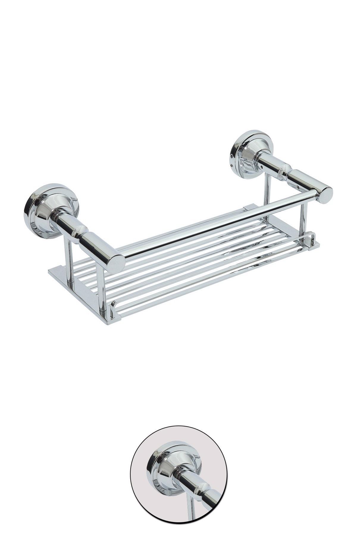 Milenay Ottoman Chrome Metal Etajer, 40cm, Pirinç, Krom Kaplama