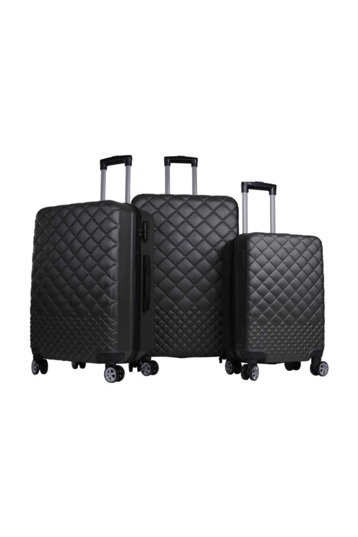 RZ Noble Siyah Unisex Üçlü Valiz Seti 1468-SET-FM