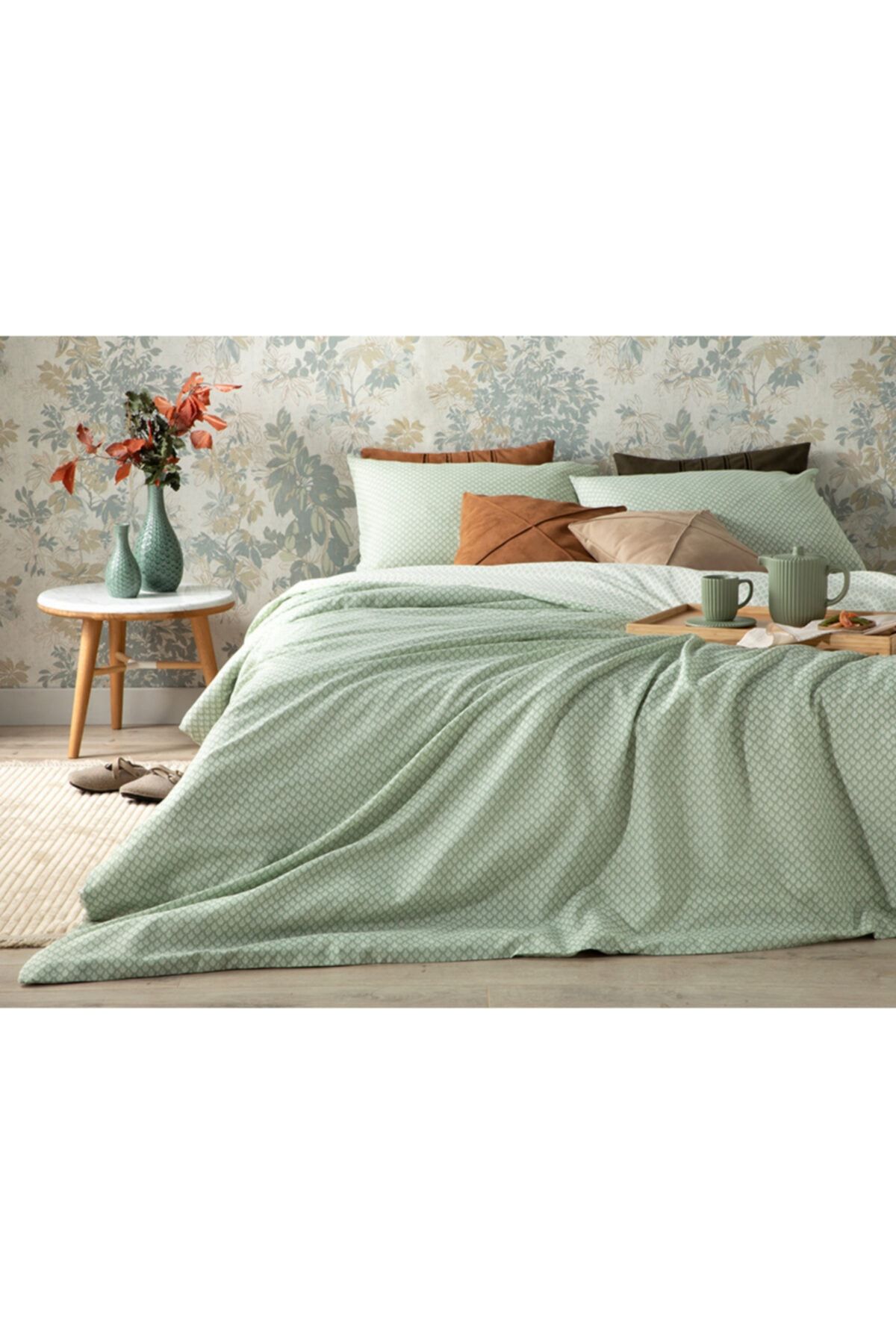 English Home Petit Florets Kolay Ütülenir Çift Kişilik Nevresim Takımı 200x220 Cm Yeşil