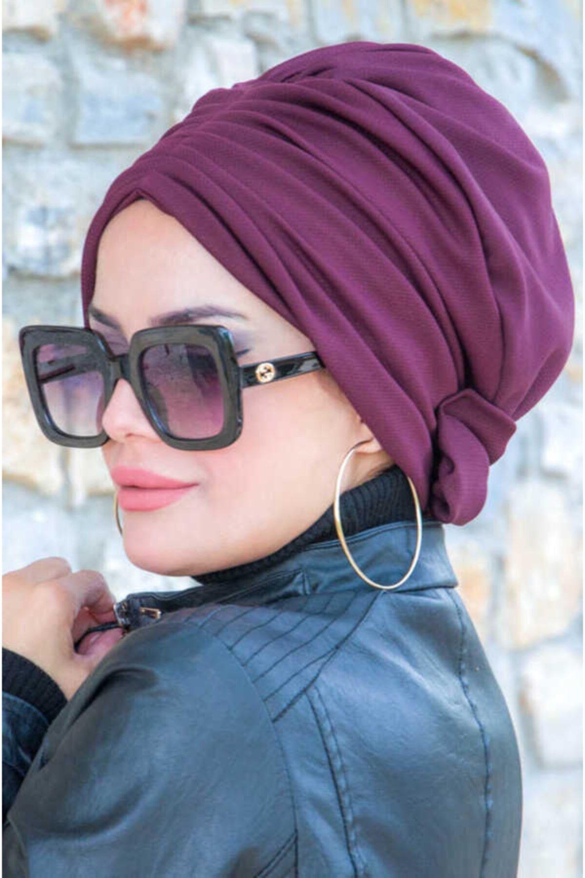 Aişe tesettür Bordo Hazır Türban