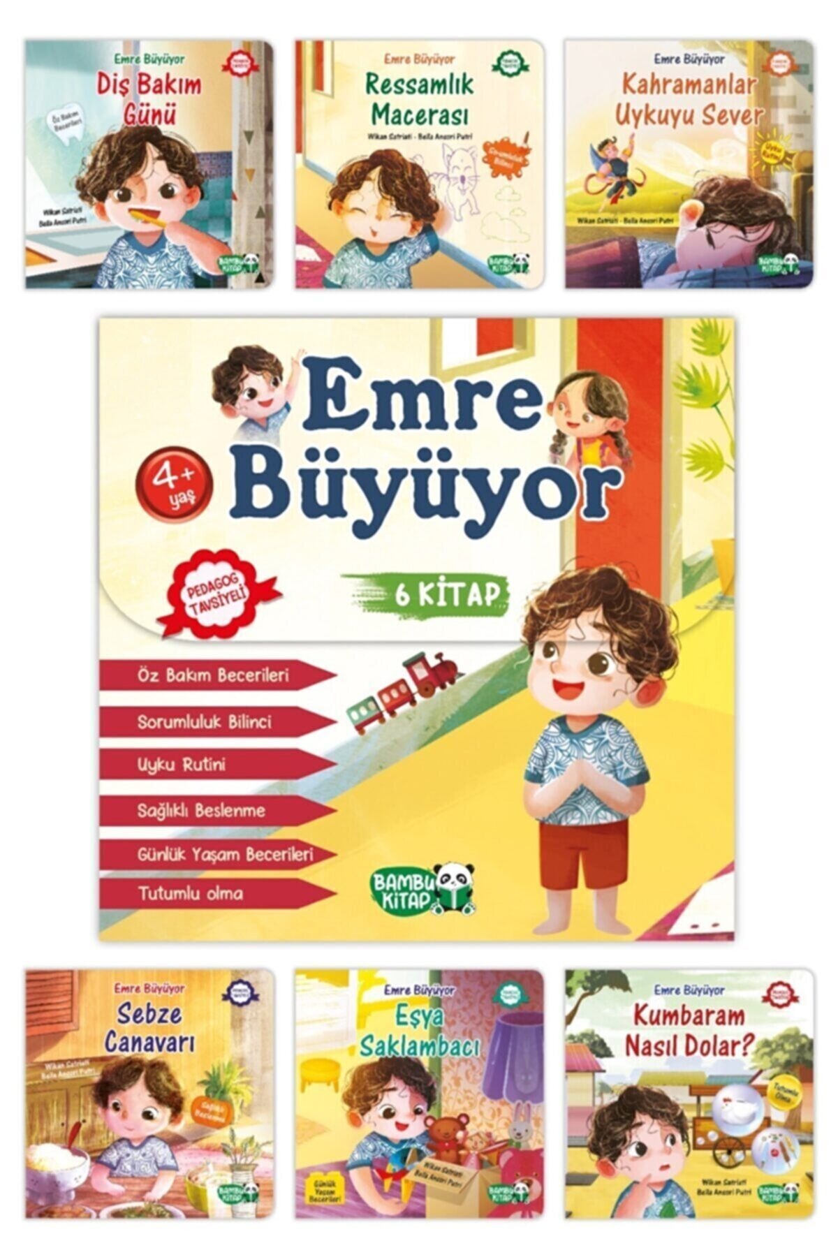 Hayat Yayınları Emre Büyüyor Çocuk Eğitim Serisi Pedagog Onaylı 6 Kitap Wikan Satriati