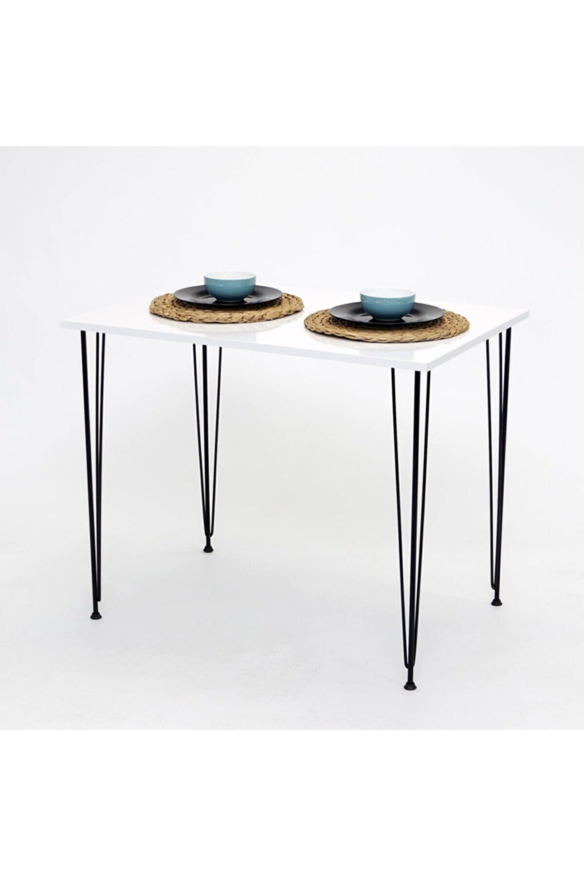 ASLANSTORE Beyaz Mermer Desen Ofis Masaları Sabit Ayak 70x120 Masa Özel Yapım