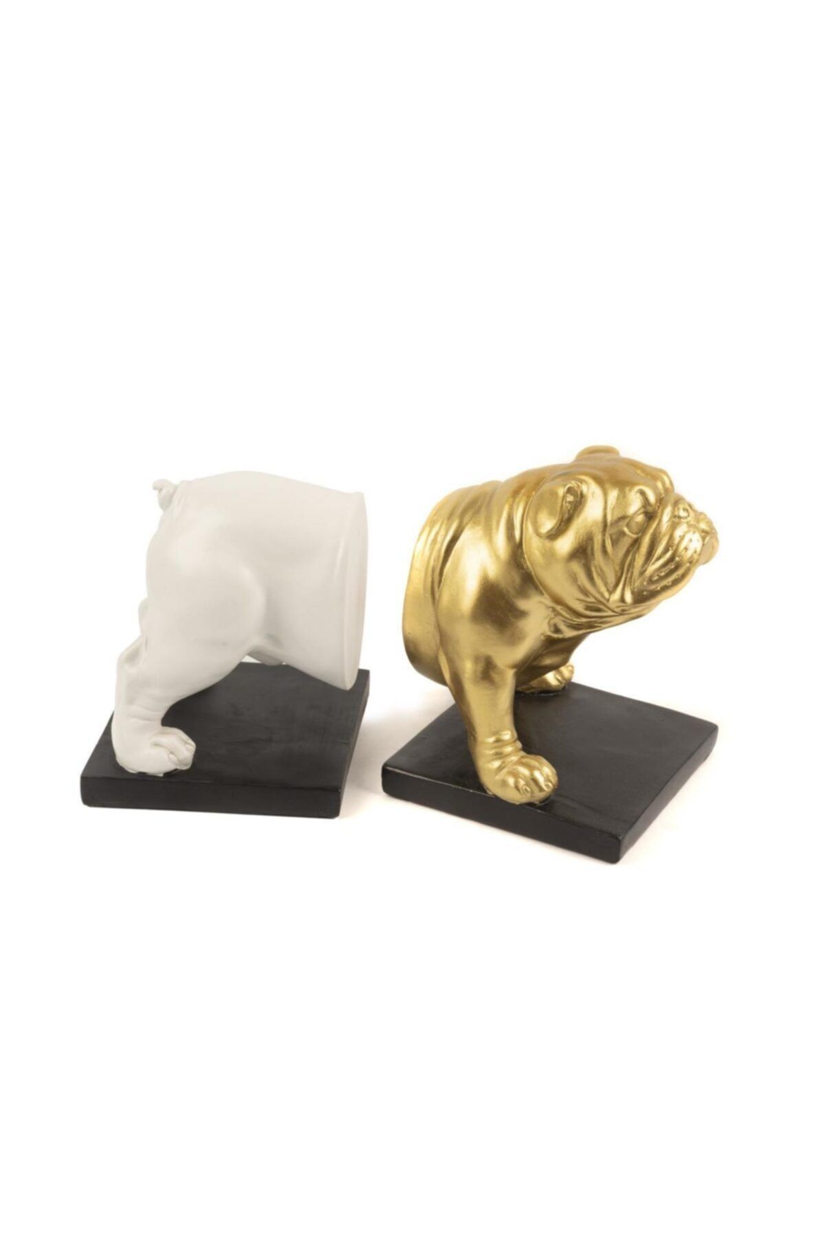 Laren Gold Beyaz Köpek Resin Kitap Tutucu 23x12x16 Cm
