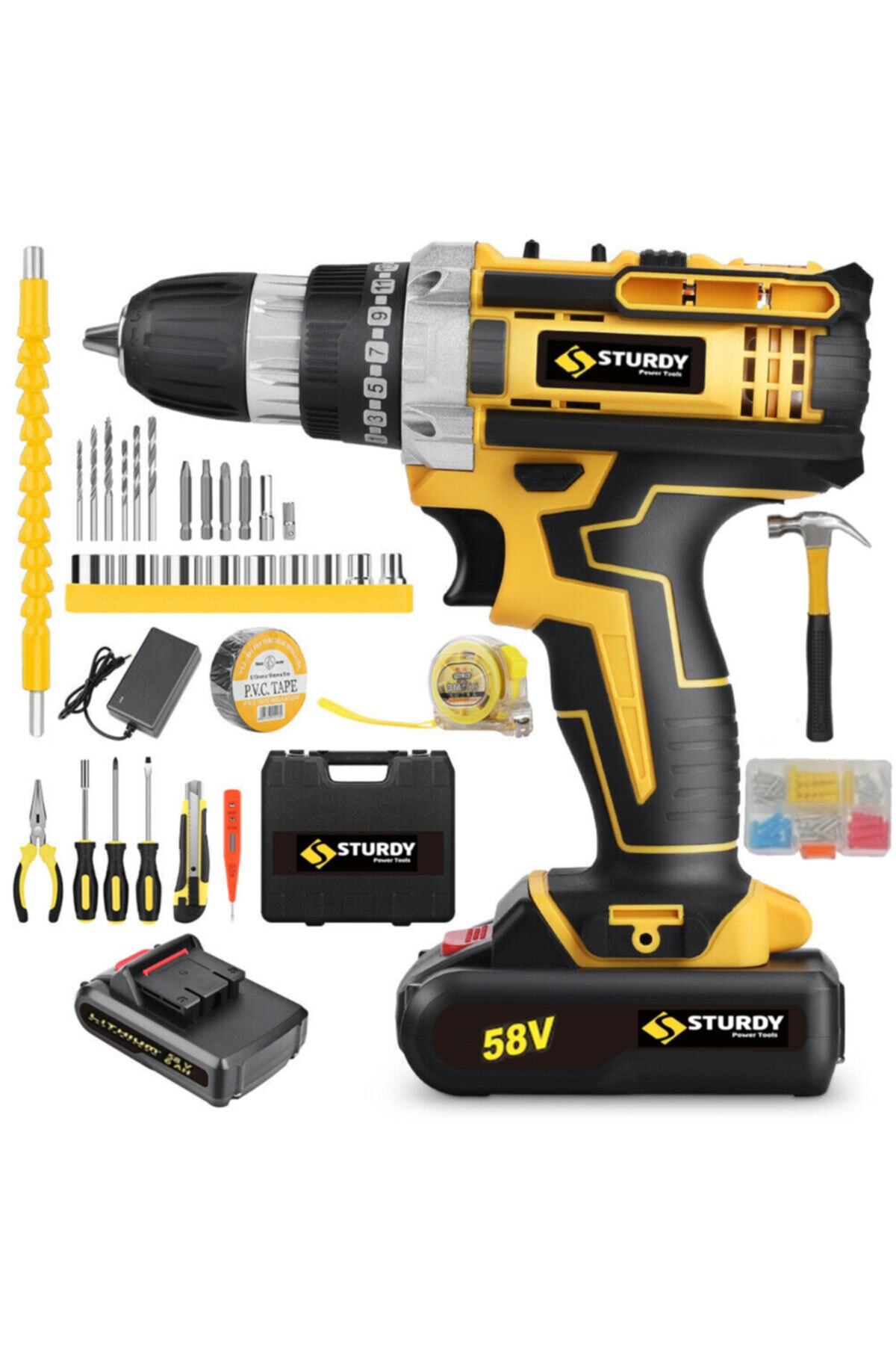 Sturdy Japon Professıonel Tools 58v 8ah Gt-e Metal Şanzıman Şarjlı Çift Akülü Vidalama 99 Prç Uç Setli