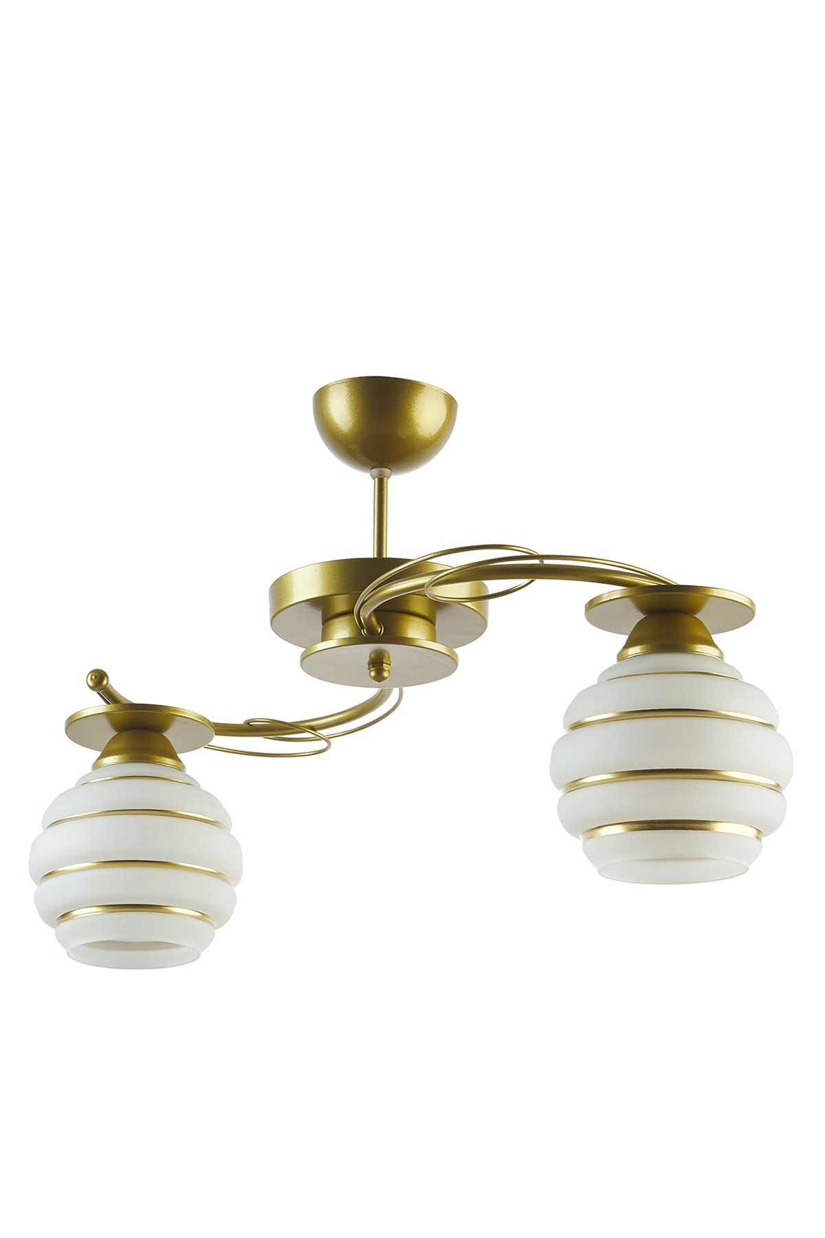 Biotronik Goldina Modern Plofonyer Gold Kasa Simli Camlı Ikili Avize