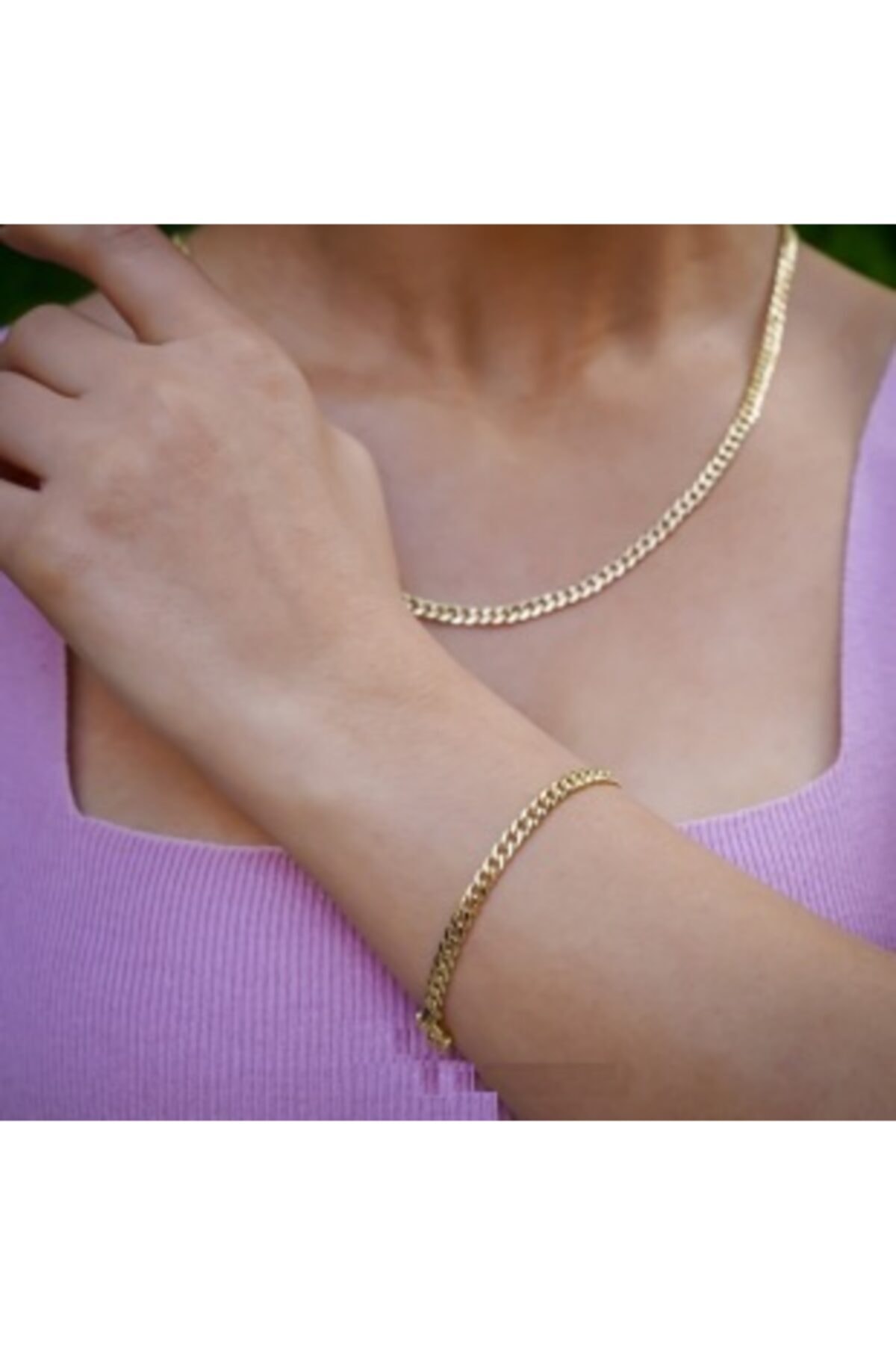 GOLDAB KUYUMCULUK Gurmet Kolye 50 Cm Gurmet Bileklik 18 Cm Takım 14 Ayar