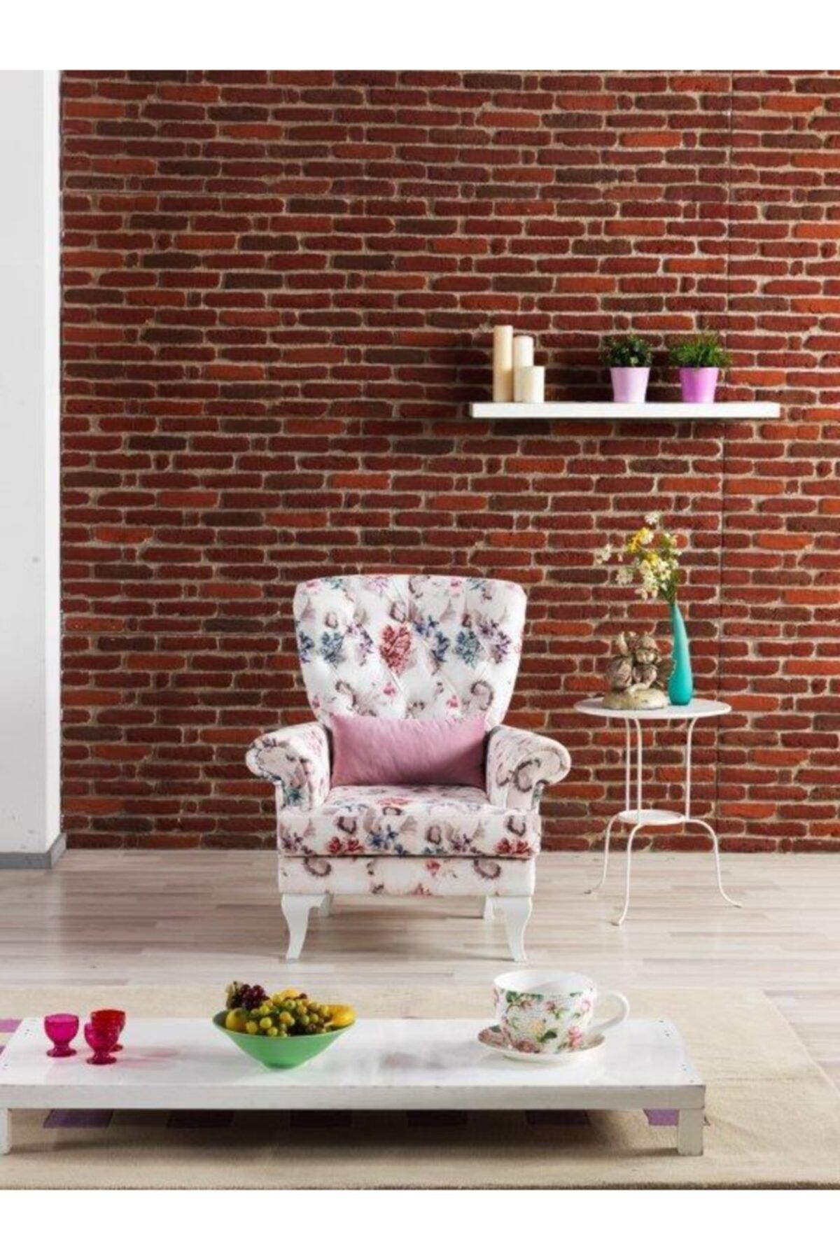 ipek mobilya Lotus Tekli Berjer ( Çiçek Desenli )