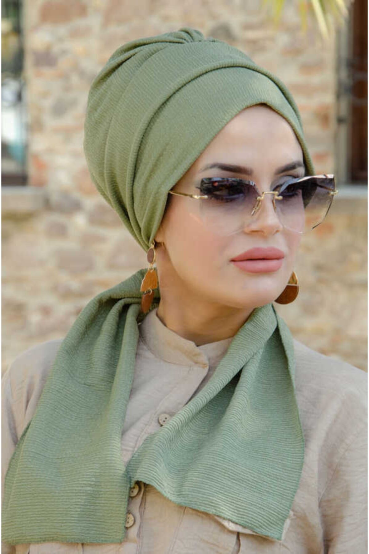 Aişe tesettür Atkılı Bone Pastel Yeşil