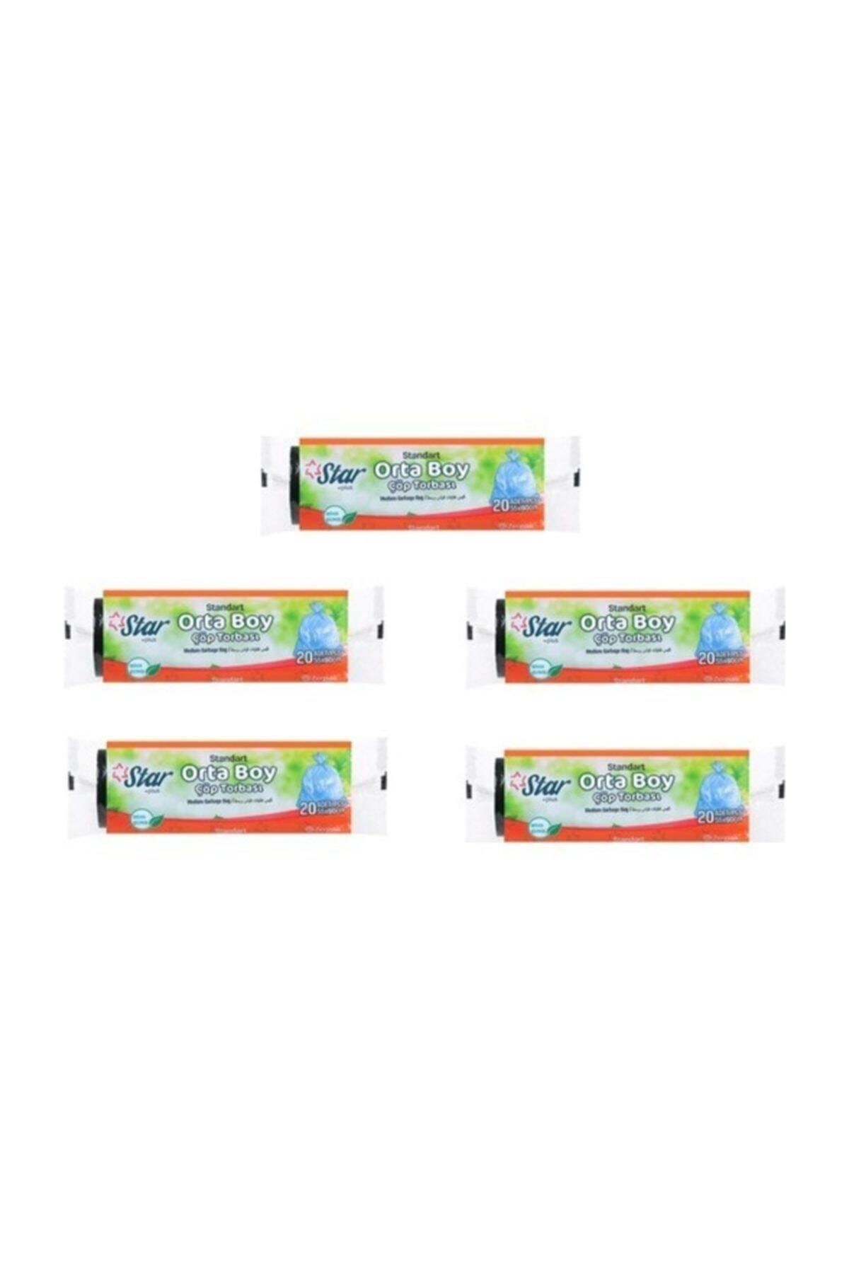 Star Plus (5 Adet) Çöp Torbası Orta Boy 55x60 Cm. Mavi Renk