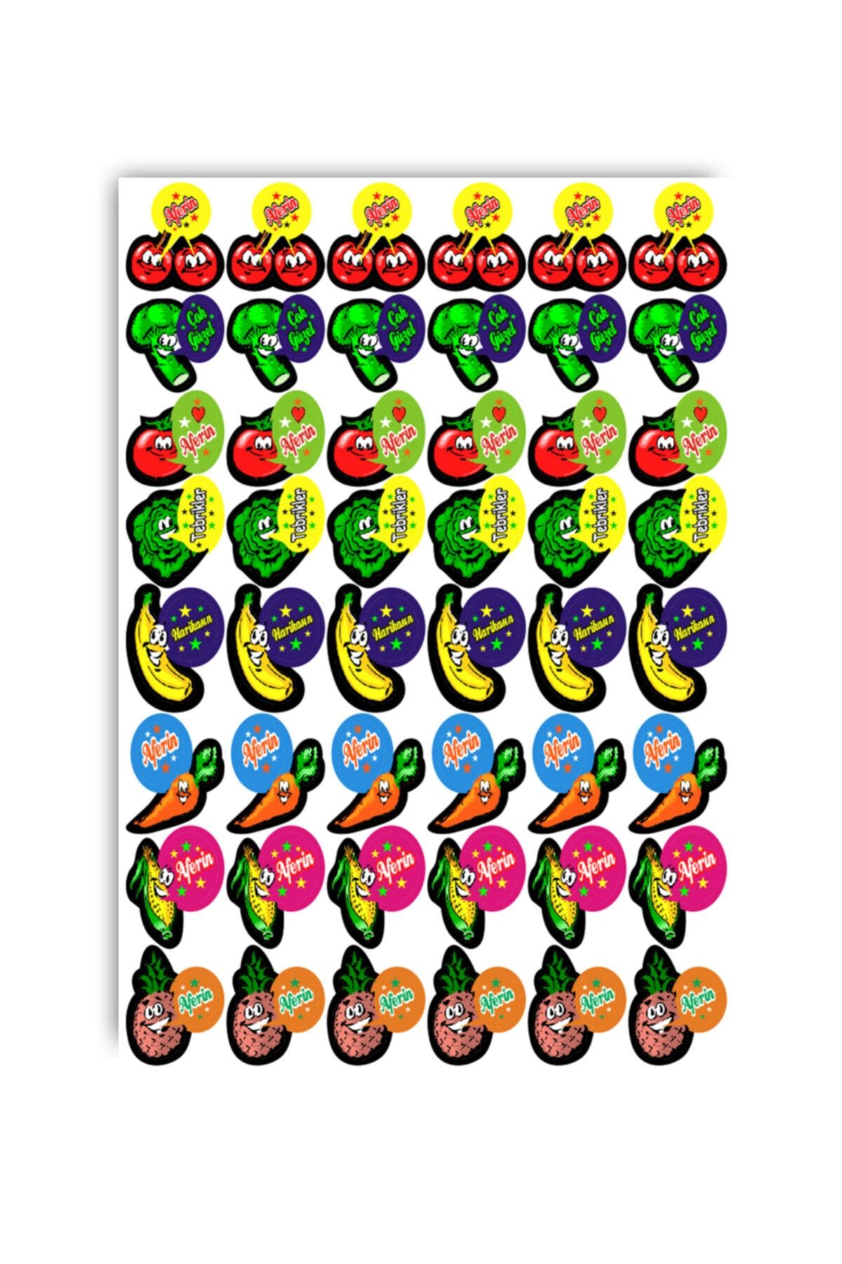 Baskı Life Meyve Ödev Etiket Sticker Öğretmen Aferin Harikasın Etiketleri 190 Adet