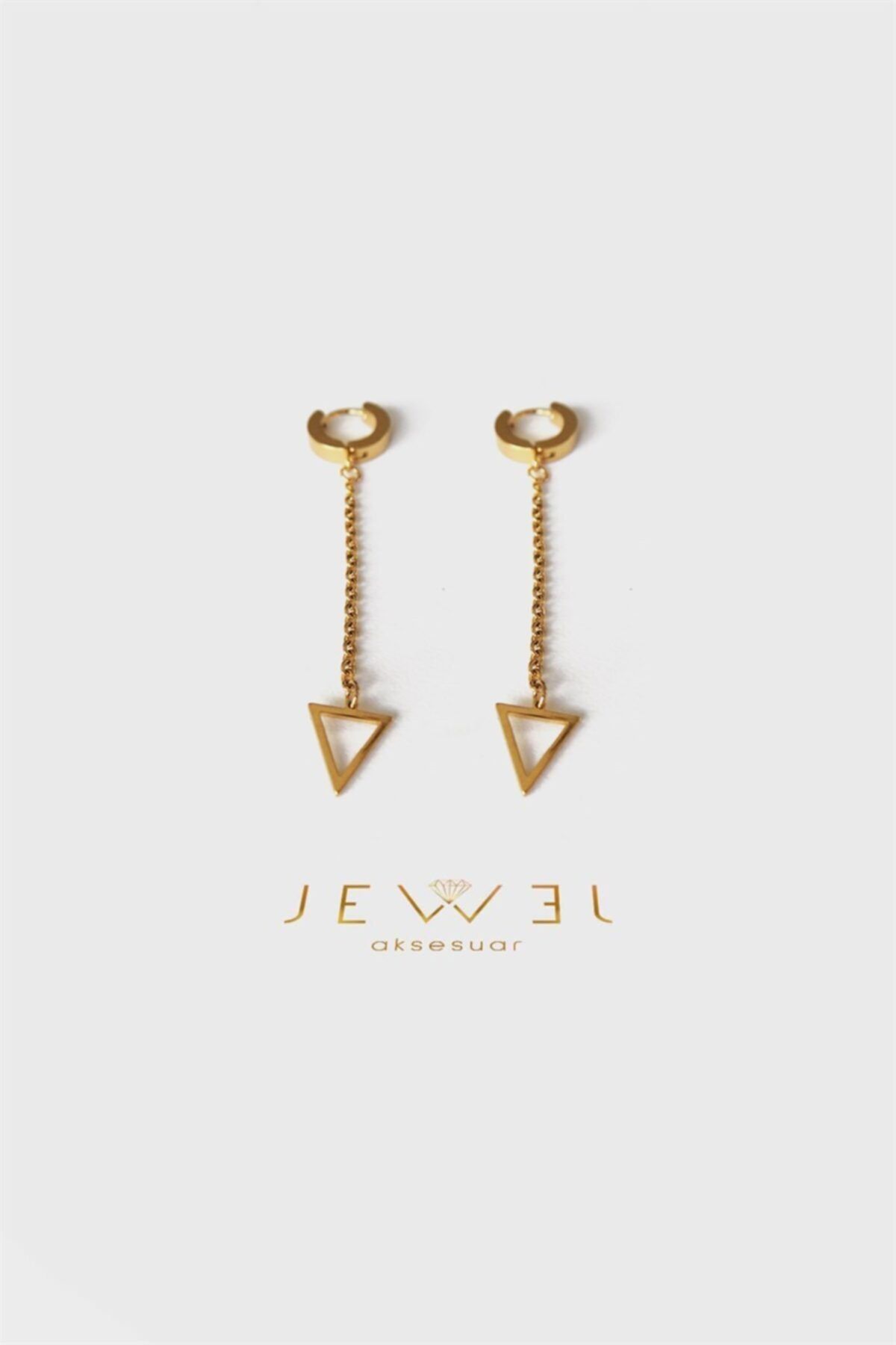 Jewel Sarkıt Piramit Gold Altın Kaplama Küpe