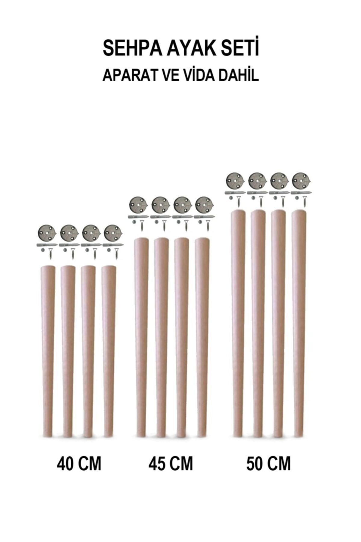 YOKO Sehpa Ayağı - Sandalye - Zigon Ayağı Için 4x3 Konik Ayak Seti 40-45-50 Cm