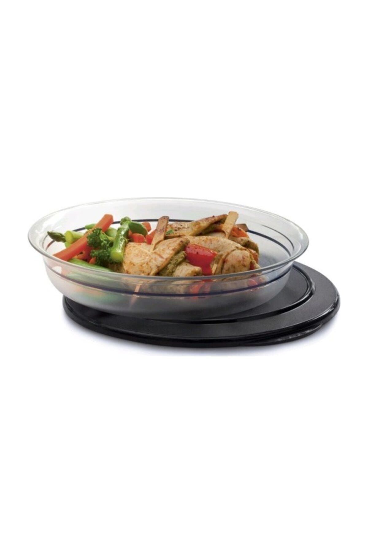 Tupperware Kristalin Servis Tabağı 1.3 Lt Siyah Kapak